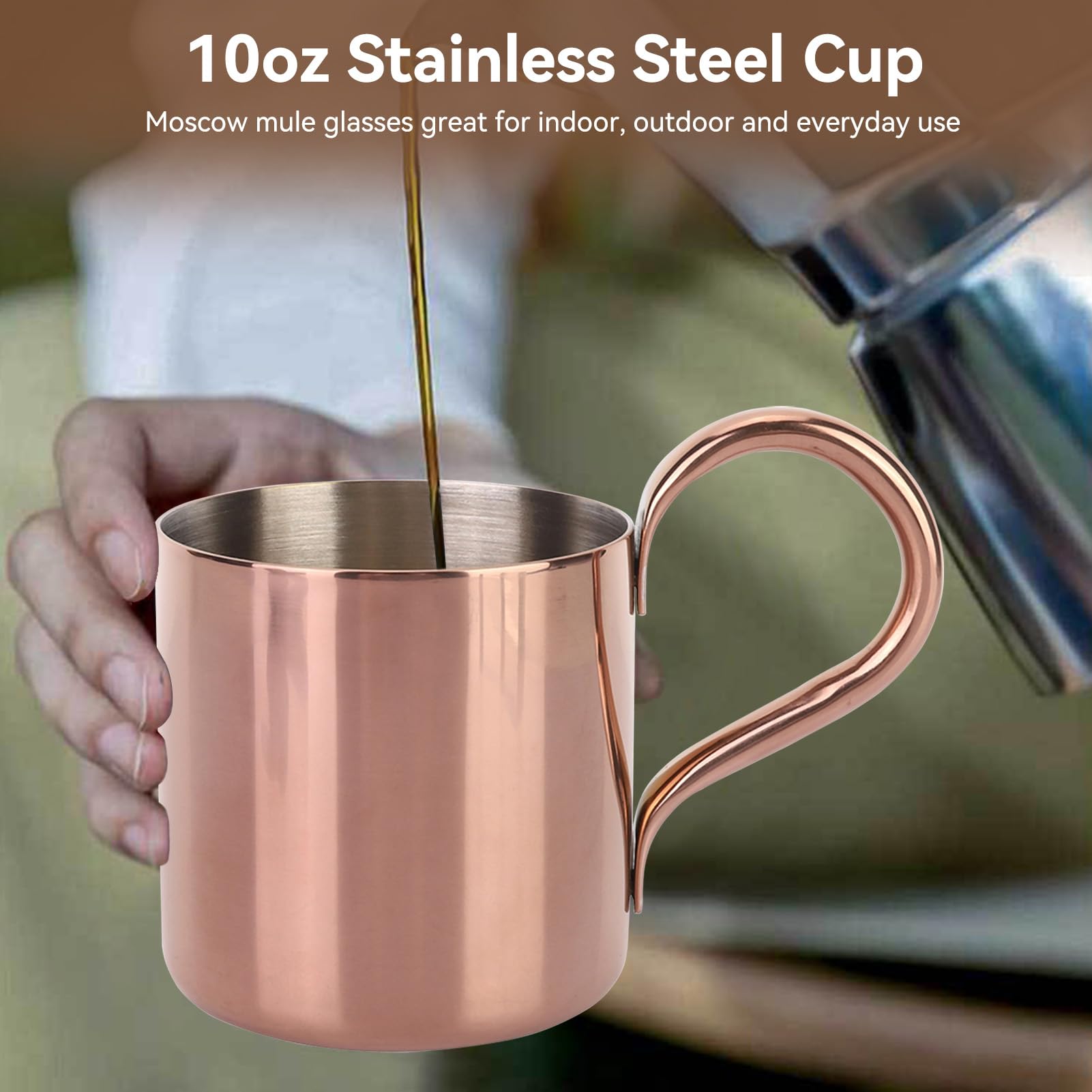 Premium 10oz Stainless Steel Moscow Mule Mugs Set of 2 - Copper Cocktail Cups for Moscow Mule, Beer, Wine & Coffee | Rose Gold Barware for Home, Parties & Gifts | Ideal for Cocktails, Iced Drinks & Entertaining