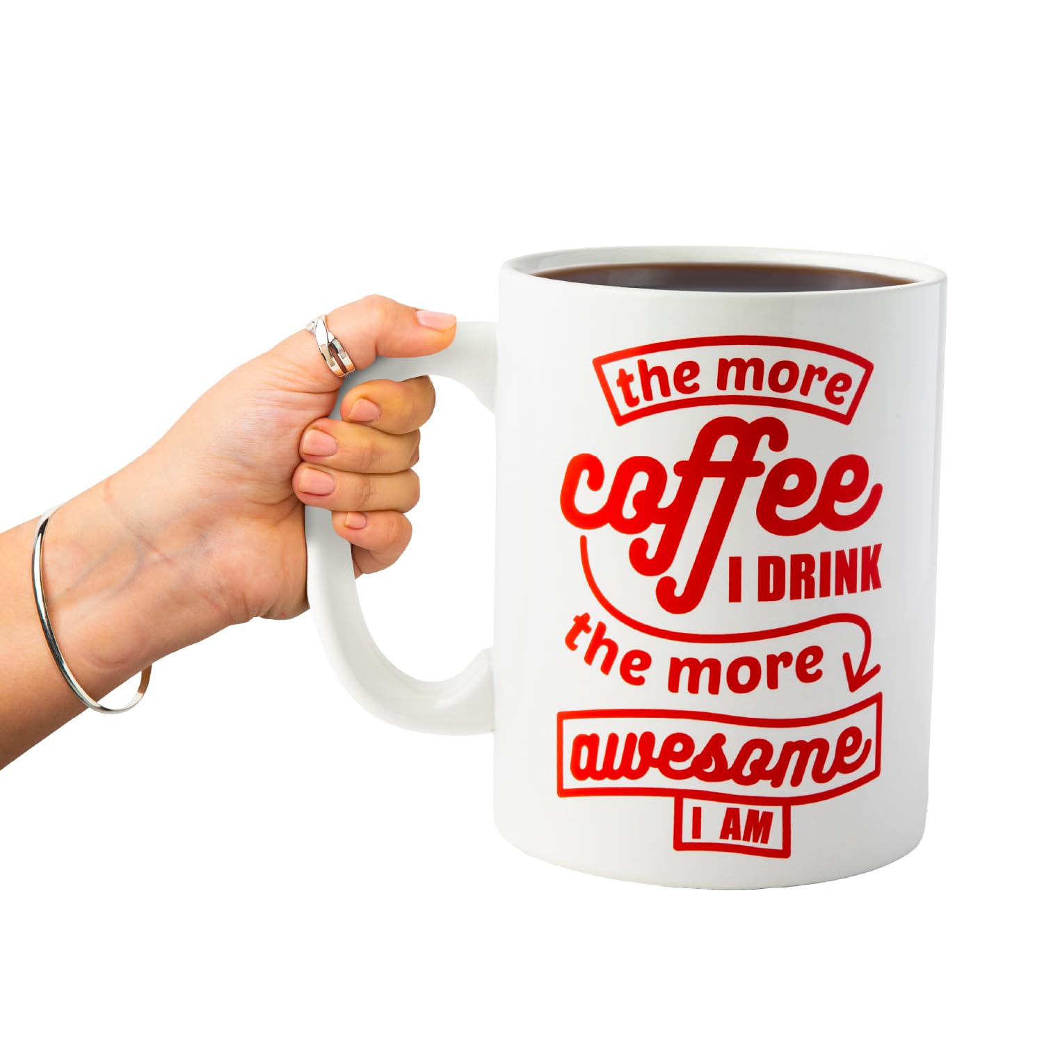 BigMouth Inc. 64oz Giant Novelty Coffee Mug - 'The More Coffee I Drink The More Awesome I Am' - Extra Large Oversized Ceramic Cup for Office, Home & Gifts - Perfect for Coffee Lovers & Funny Gift Ideas