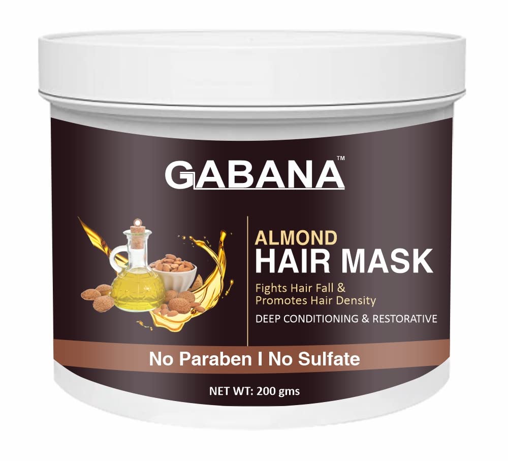 GABANA Almond Hair Mask for Hair Fall Control & Growth - 200g | Deep Conditioning Treatment for Damaged, Frizzy & Dry Hair | Women's Hair Care Solution | Perfect for Daily Use, Salon-Style Treatment & Post-Coloring Repair