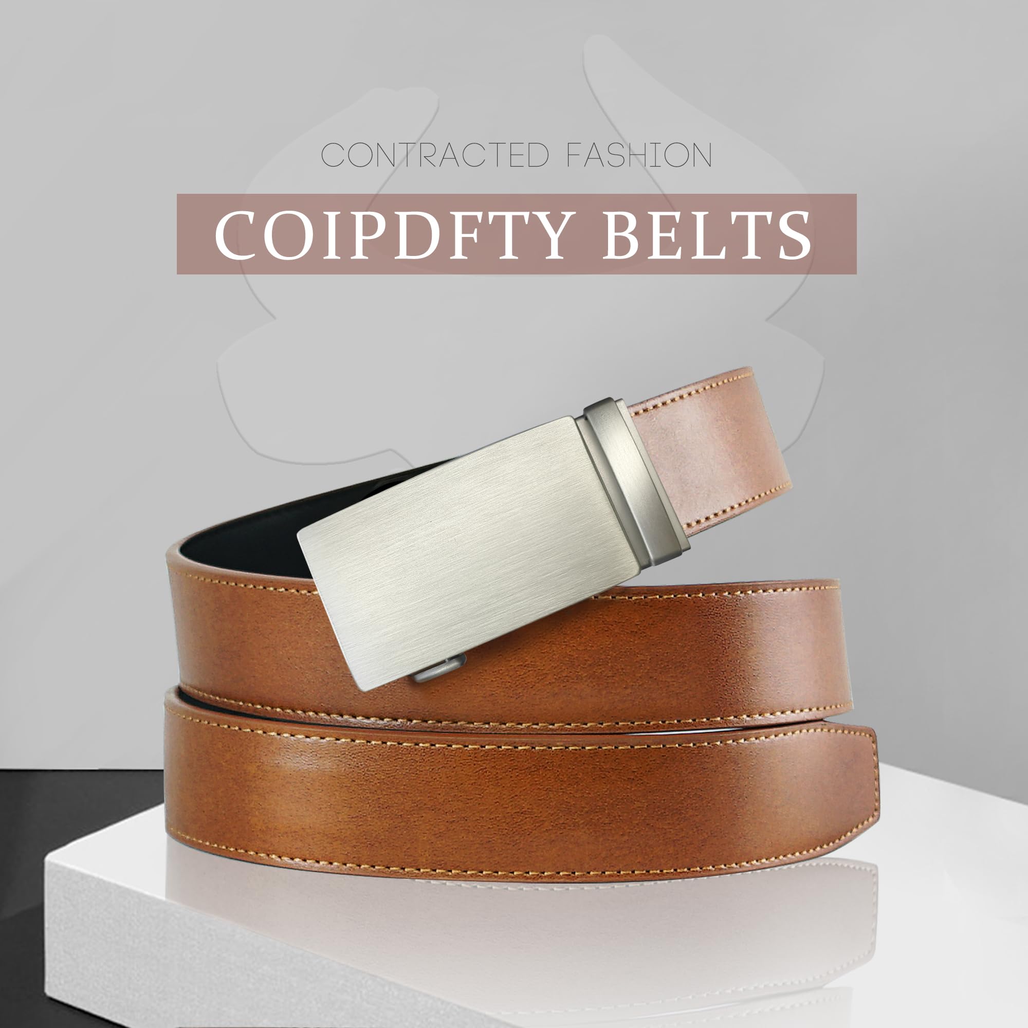 Premium Men's Leather Ratchet Dress Belt - Adjustable & Stylish for Casual Jeans & Office Wear - Perfect for Business, Formal & Everyday Use