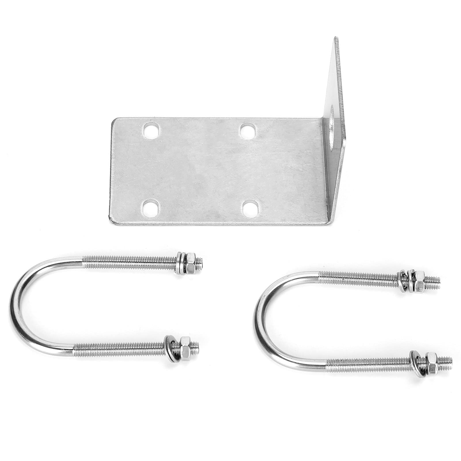 Stainless Steel L-Bracket U-Bolt Clamp for Car Ham Radio Antenna Mount - Universal Vehicle-Mounted UV & HF Antenna Installation - Perfect for Off-Roading, Emergency Communication & CB Radio Setups
