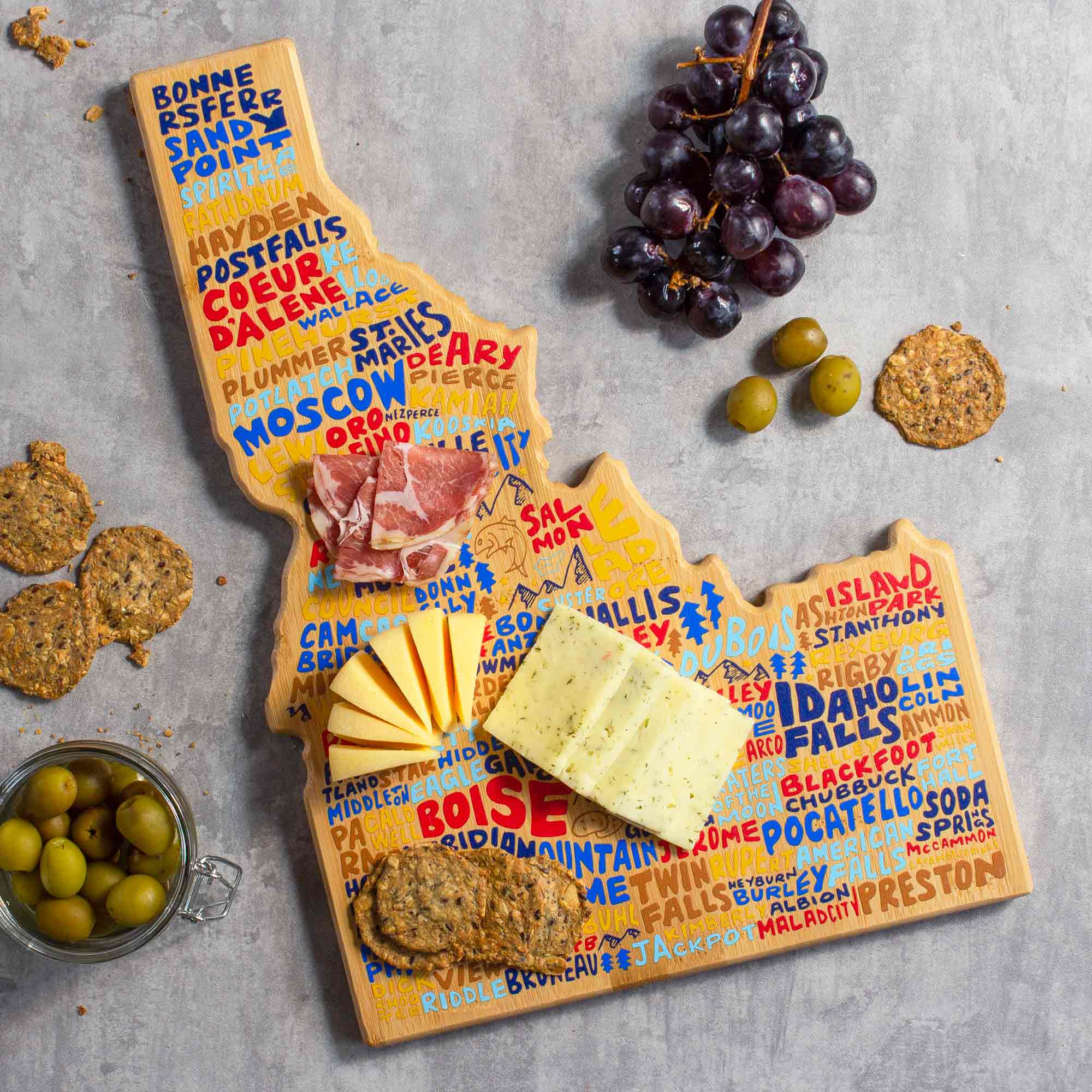 Premium Idaho Wood Cutting Board with Handcrafted Artwork by Wander on Words™ - Perfect for Kitchen Prep, Charcuterie Boards & Home Decor Gifts