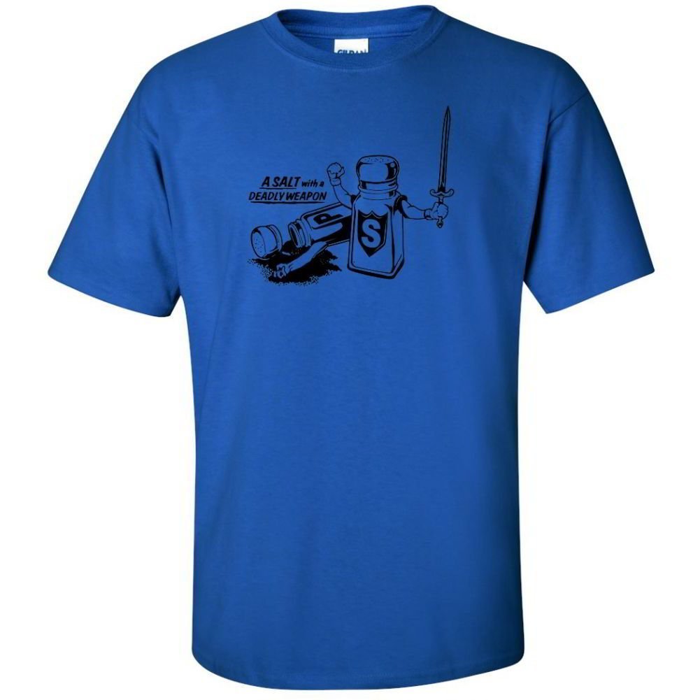 Funny Graphic T-Shirt for Men - 'A Salt with A Deadly Weapon' Cool Casual Cotton Tee | Gym, Workout, Everyday Wear | Blue Short Sleeve Regular Fit