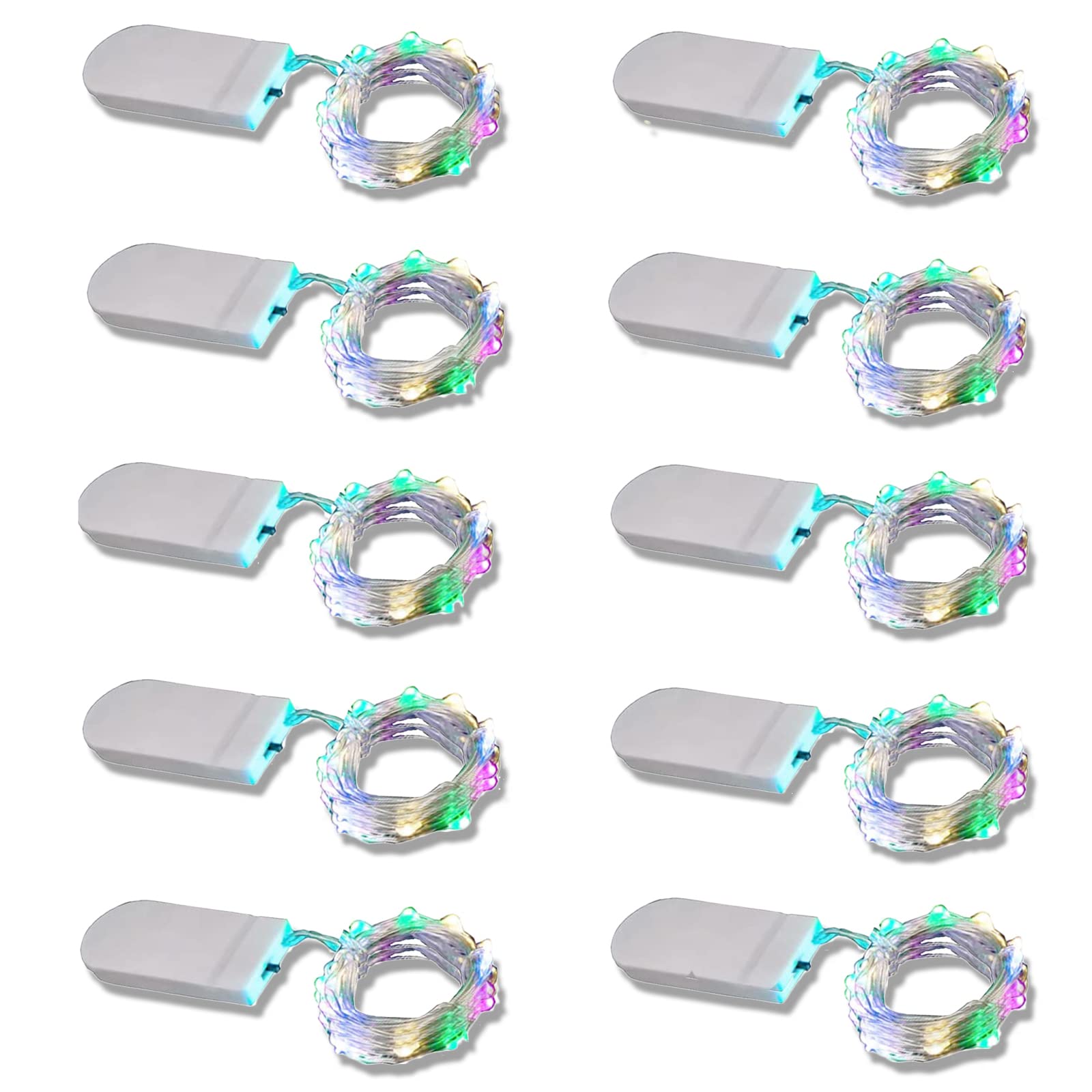 FUNOJOY 10 Pack 10ft Fairy String Lights - 30 LED Mini Waterproof Silver Wire Lights for Wedding, Halloween, Christmas Decor | Bedroom, Patio, Glass Bottle DIY Party Decorations