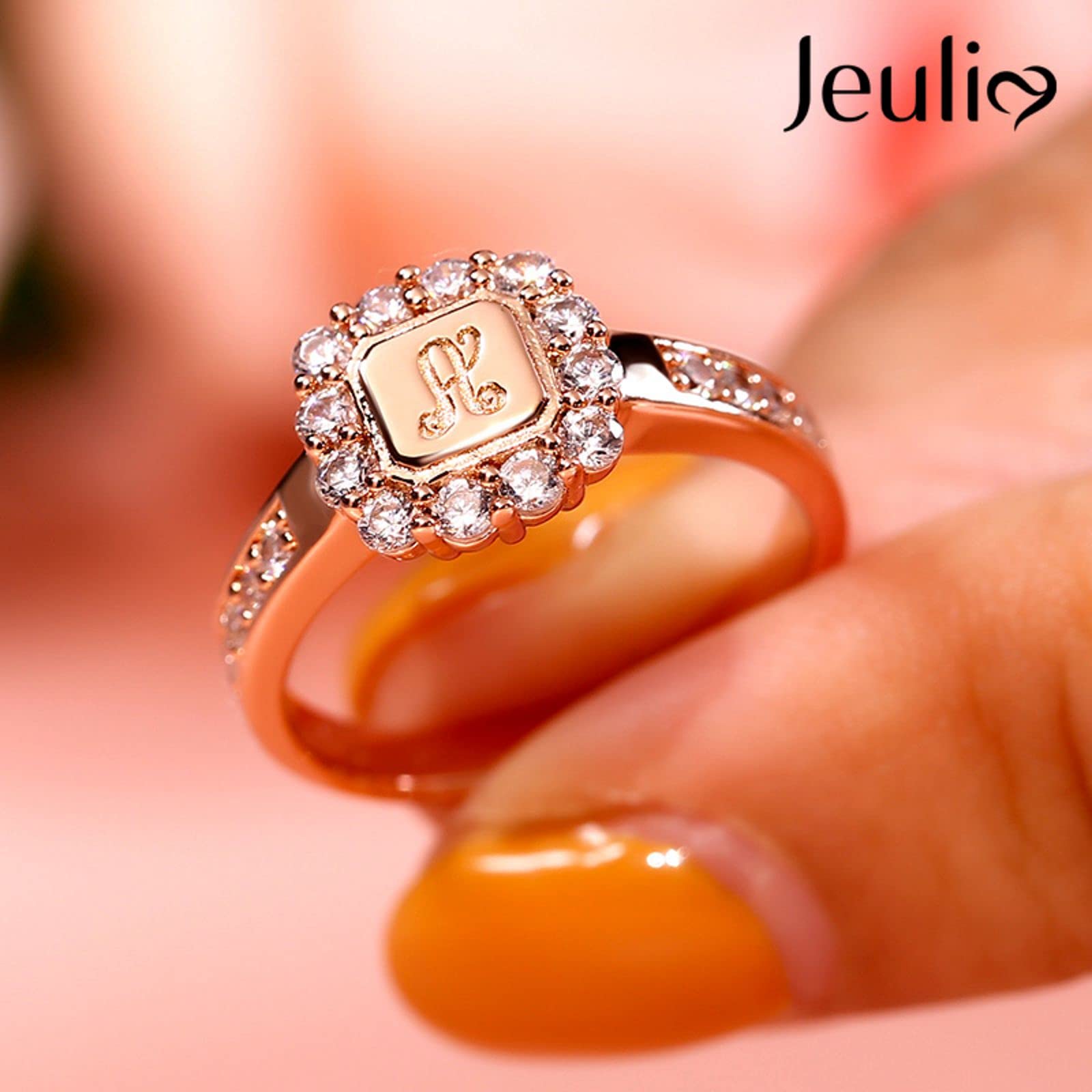 Jeulia Diamond Personalized Custom Rings for Women - Sterling Silver CZ Monogram Ring Band, Wedding, Engagement, Anniversary, Promise Ring Bridal Set - Perfect for Proposals, Bridal Gifts & Special Occasions