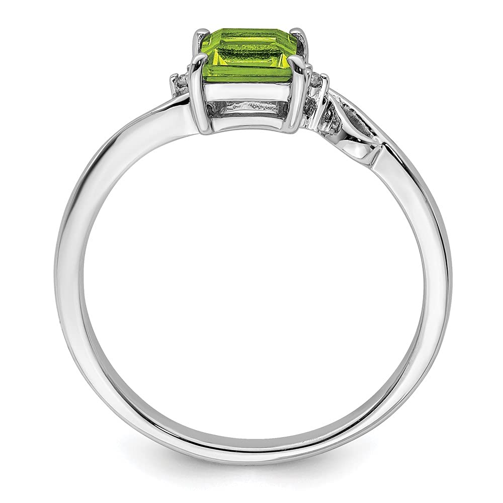 925 Sterling Silver Diamond & Peridot Square Ring for Women - Elegant Fine Jewelry Gift for Her - Perfect for Anniversary, Birthday & Special Occasions