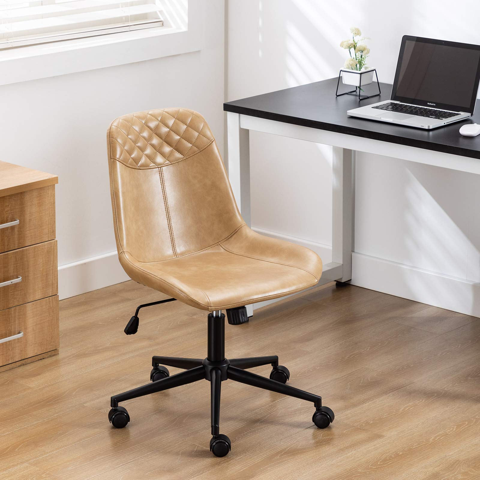 DUHOME Modern PU Leather Office Chair - Ergonomic Swivel Desk Chair with Adjustable Height for Home & Computer Work - Perfect for Office, Gaming & Study