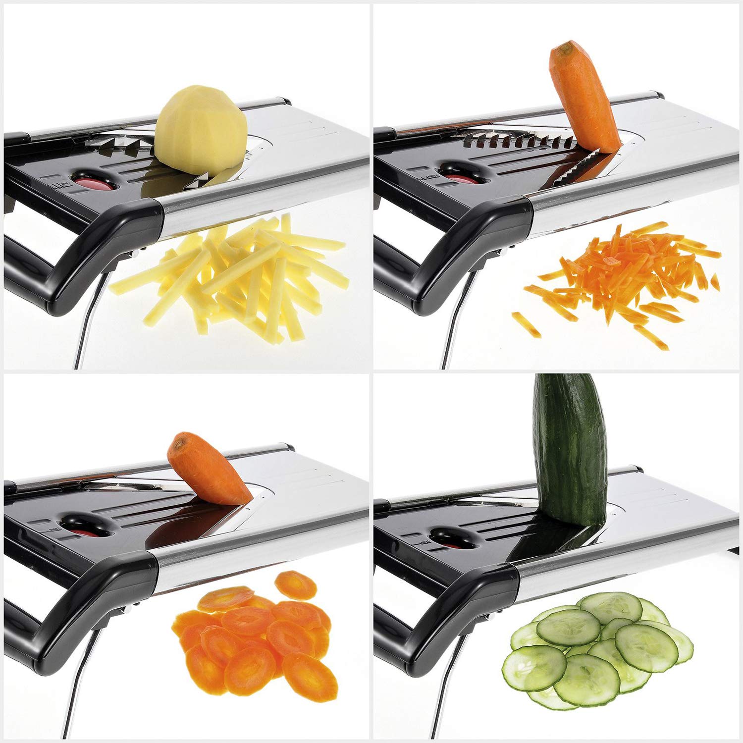 Westmark 11302260 5-in-1 Stainless Steel V Blade Mandoline Slicer - Professional Vegetable & Fruit Slicer for Perfect Julienne, Waffle & Straight Cuts - Ideal for Kitchen, Salad Prep & Healthy Cooking