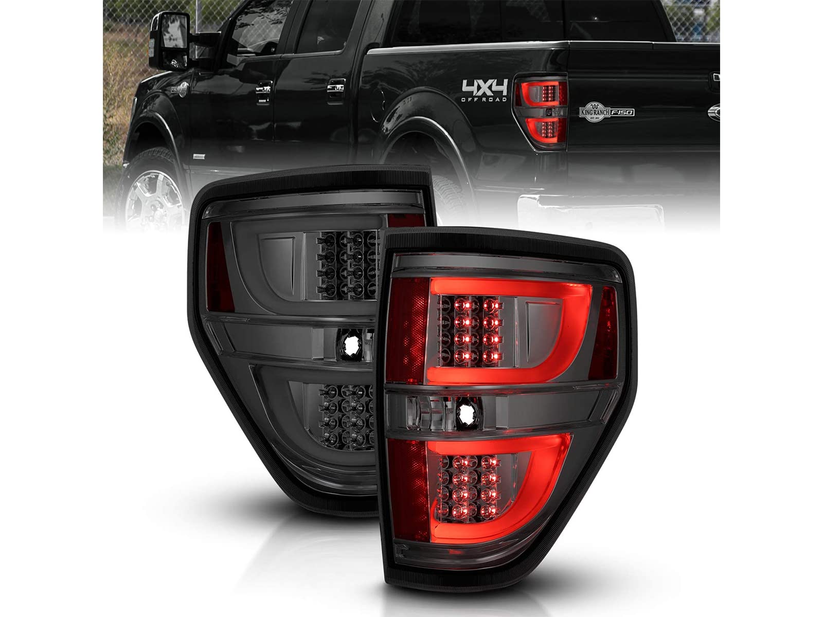 Smoke LED Tail Lights for Ford F-150 Version 2 - Pair | High-Performance Brake Lights | Durable & Stylish Upgrade for Night Driving & Off-Road Adventures