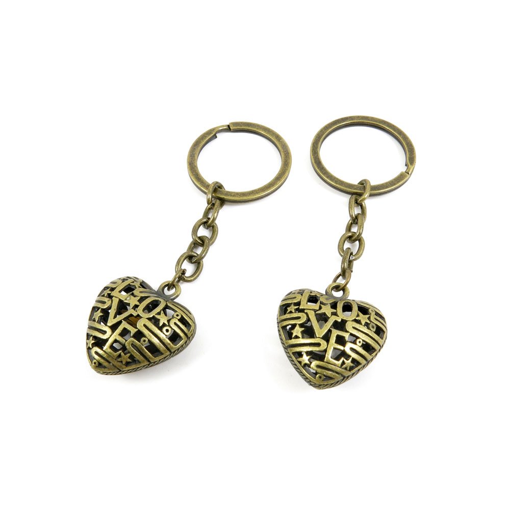 Antique Bronze Keychain - Heart-Shaped Love Charm for Jewelry Making & DIY Keyring Accessories (KC0048) | Perfect for Gifts, Handmade Crafts & Personalized Key Tags
