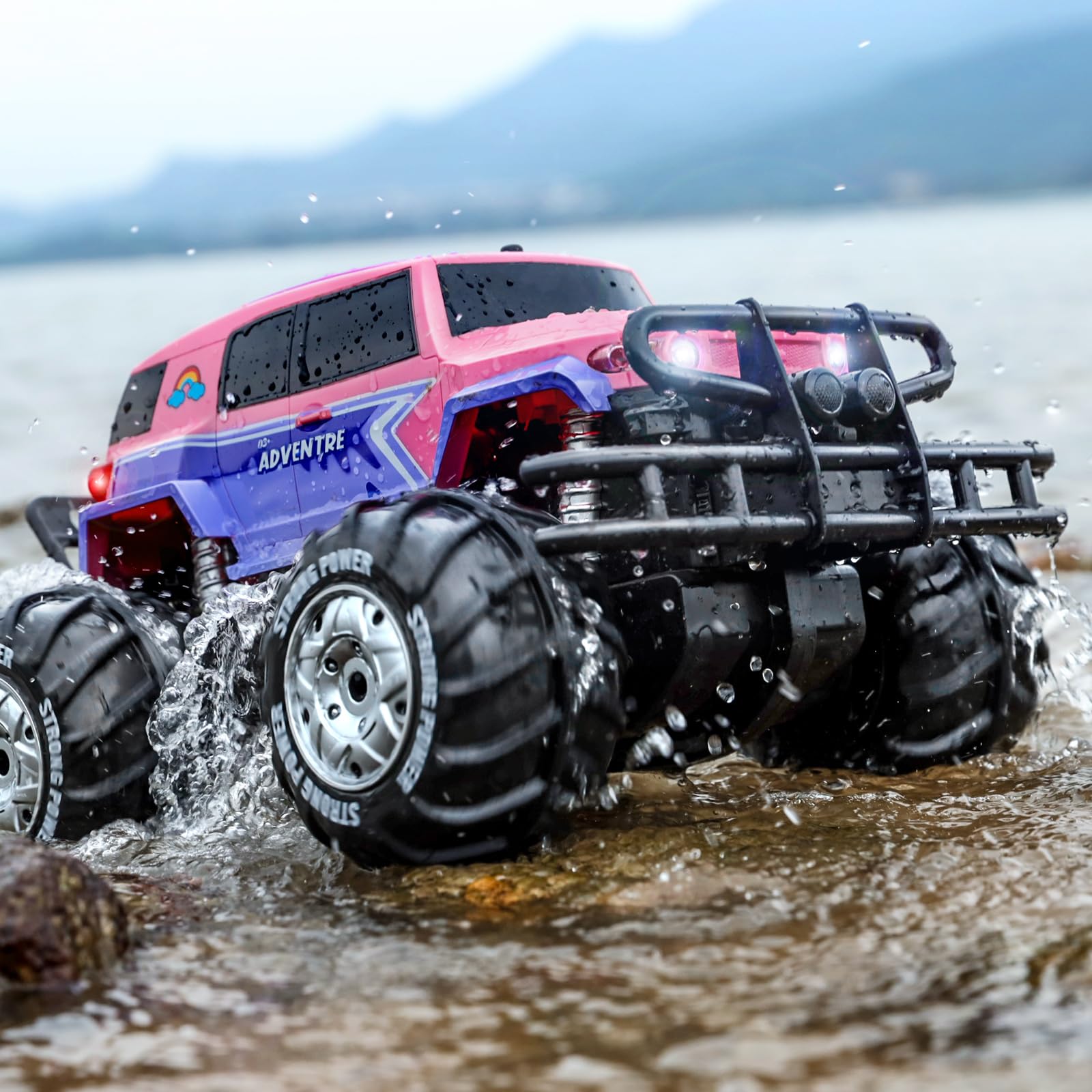 Ruko 1601AMP3 1:10 Scale Amphibious RC Truck - IPX6 Waterproof All-Terrain Remote Control Monster Truck for Kids with 2 Rechargeable Batteries (50 Min Playtime) - Perfect Gift for Boys & Girls - Ideal for Beach, Mud, Snow & Backyard Adventures