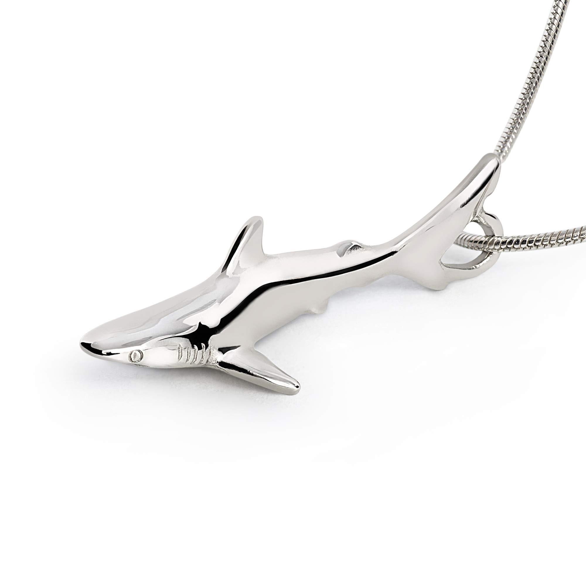 Sterling Silver Grey Reef Shark Pendant Necklace for Men & Women - Realistic Shark Charm Jewelry, Perfect Gift for Shark Lovers & Scuba Divers - Ideal for Beach Vacations, Ocean-Themed Parties & Marine Life Enthusiasts
