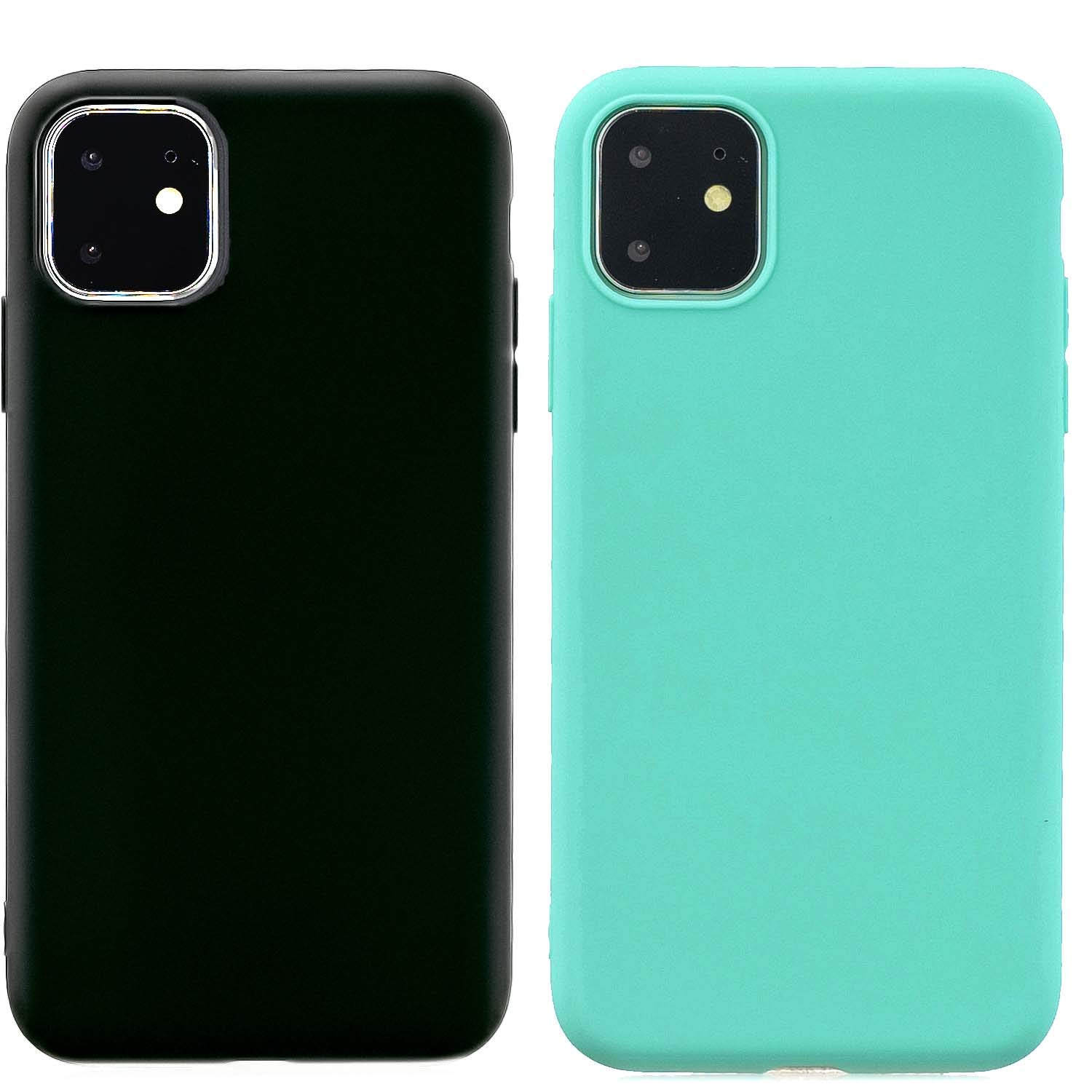 2-Pack Slim Fit Matte TPU Phone Case for iPhone 11 Pro 5.8 Inch (2019) - Ultra Thin Lightweight Protective Cover (Black + Teal) | Perfect for Everyday Use, Work & Travel Protection