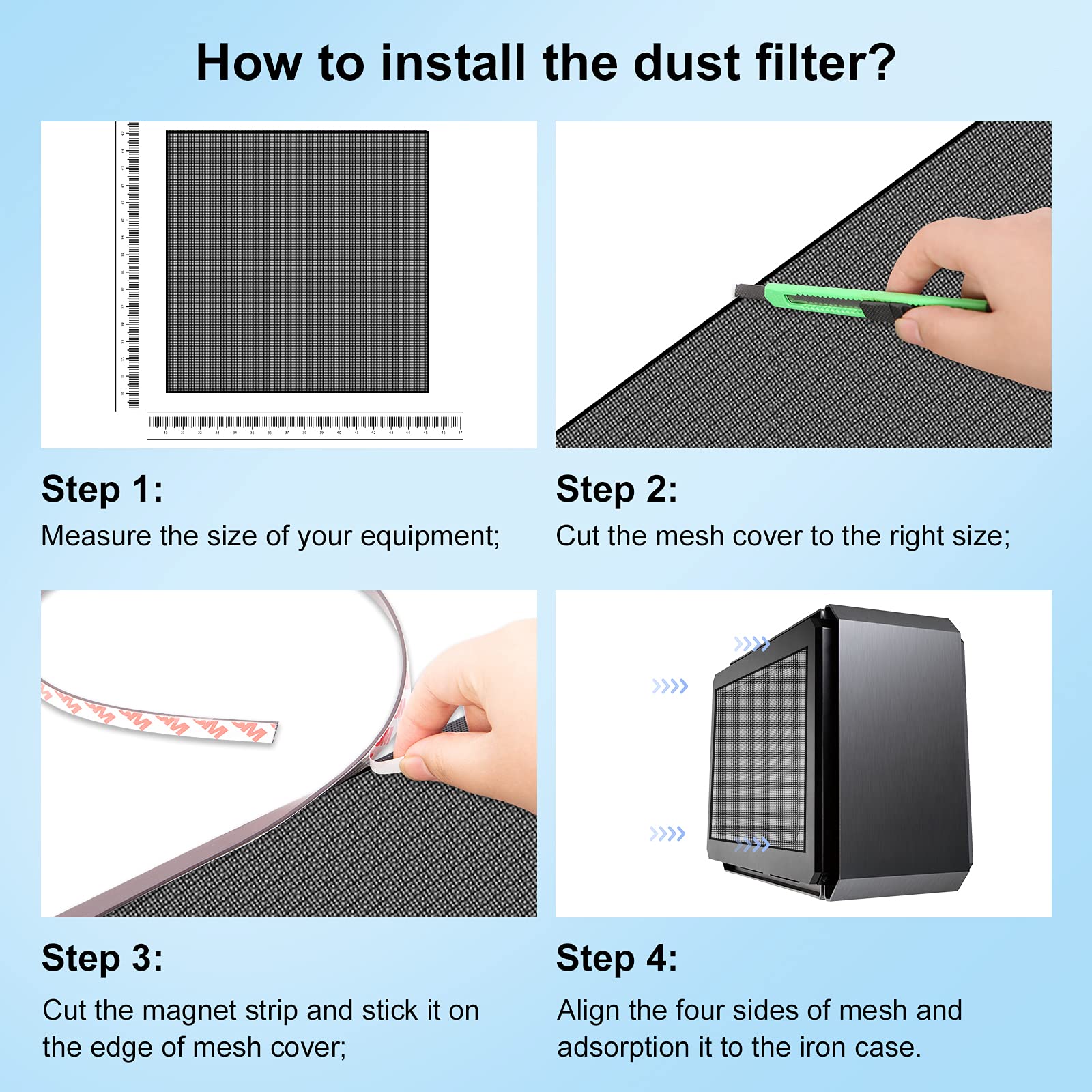 300x800mm (11.8x31.5inch) Magnetic PVC Dustproof Mesh Filter Cover for DIY PC Case, Computer Chassis & Speakers - Perfect for Dust Protection, Cooling & Noise Reduction in Gaming Rigs & Home Offices