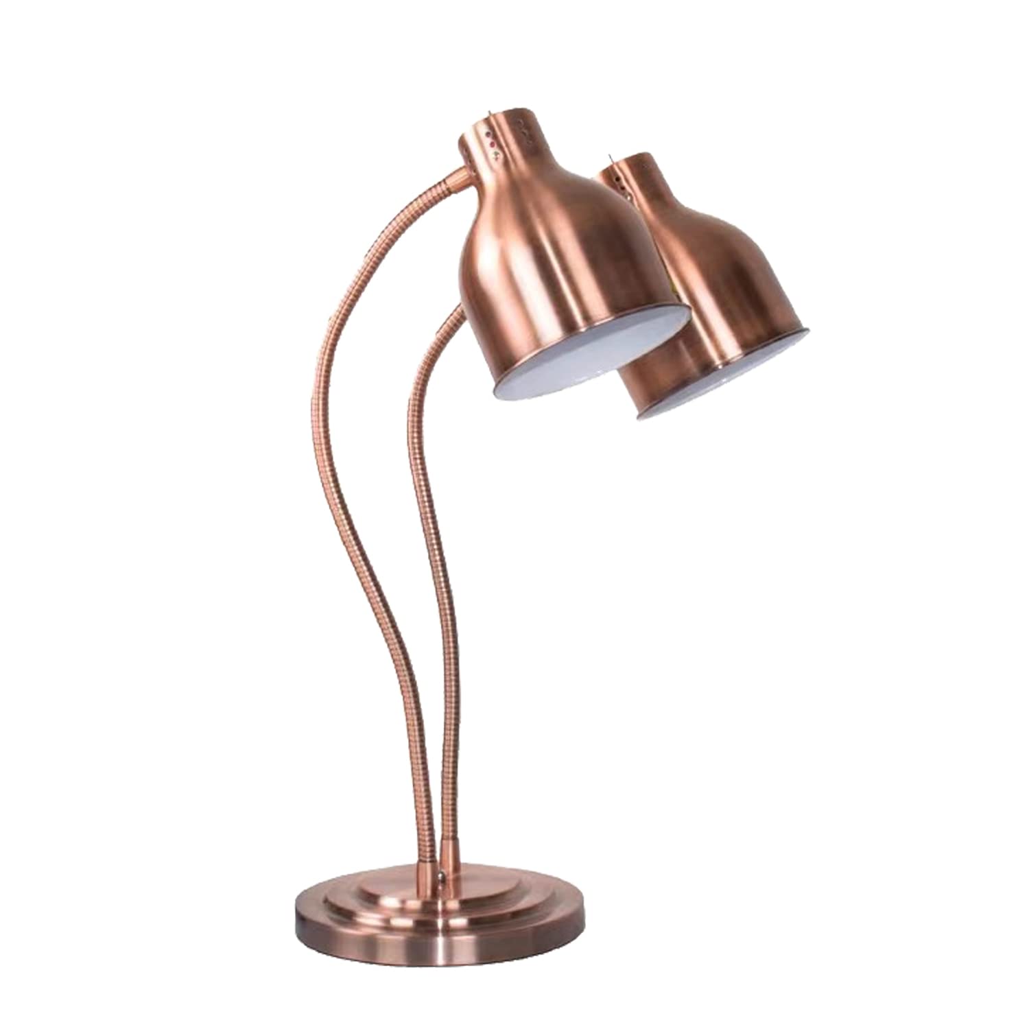Dual Bulb Food Heat Lamp - Commercial Restaurant Food Warmer Light with Copper Heads - Portable Heating Lamps for Buffets, Catering & Kitchen Use