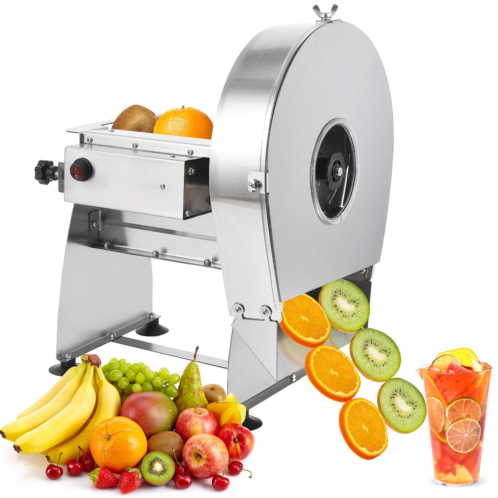 Electric Commercial Vegetable & Fruit Slicer - Adjustable 0.2-10mm Stainless Steel Food Cutter for Onion, Potato, Cabbage, Tomato, Lemon - Perfect for Restaurants, Catering & Home Kitchen Prep