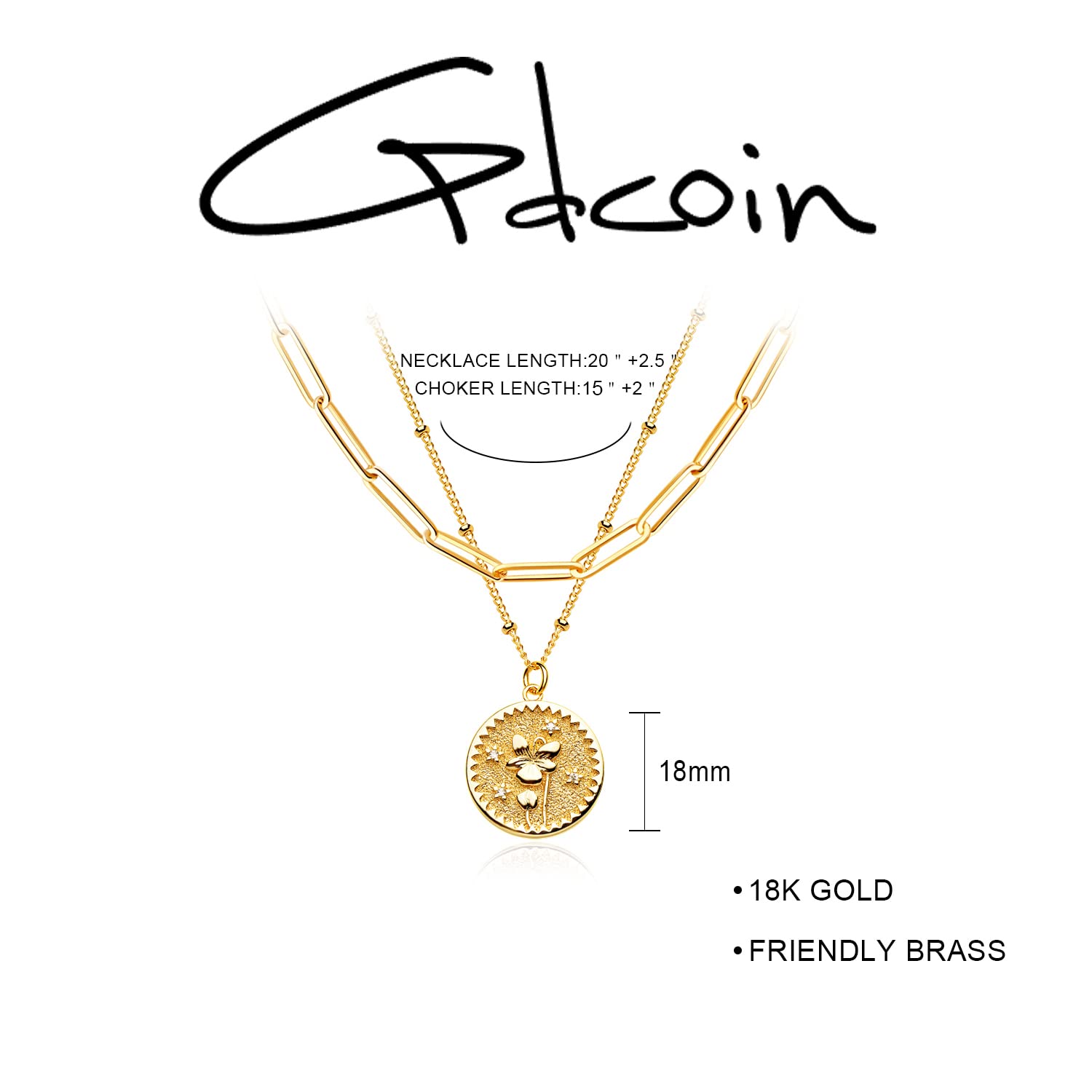 18K Gold Plated Custom Birth Flower Necklace for Women - Personalized Double Layered Engraved Floral Pendant with Dainty Birth Month Flower Disc - Perfect Gift for Mother's Day, Anniversary & Birthday Jewelry