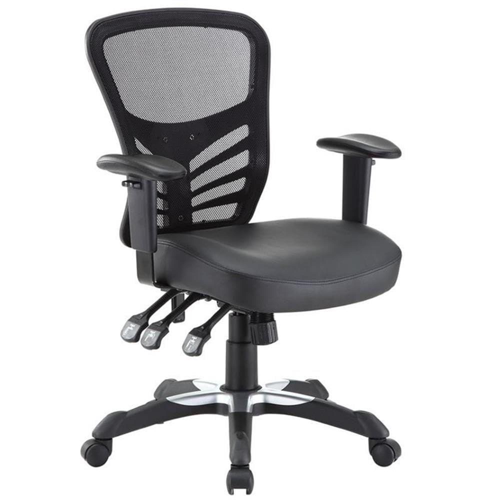 UrbanPro Modern Fabric Mesh Office Chair - Ergonomic Black Desk Chair for Home & Office, Comfortable Adjustable Swivel Task Chair with Lumbar Support for Long Hours Sitting