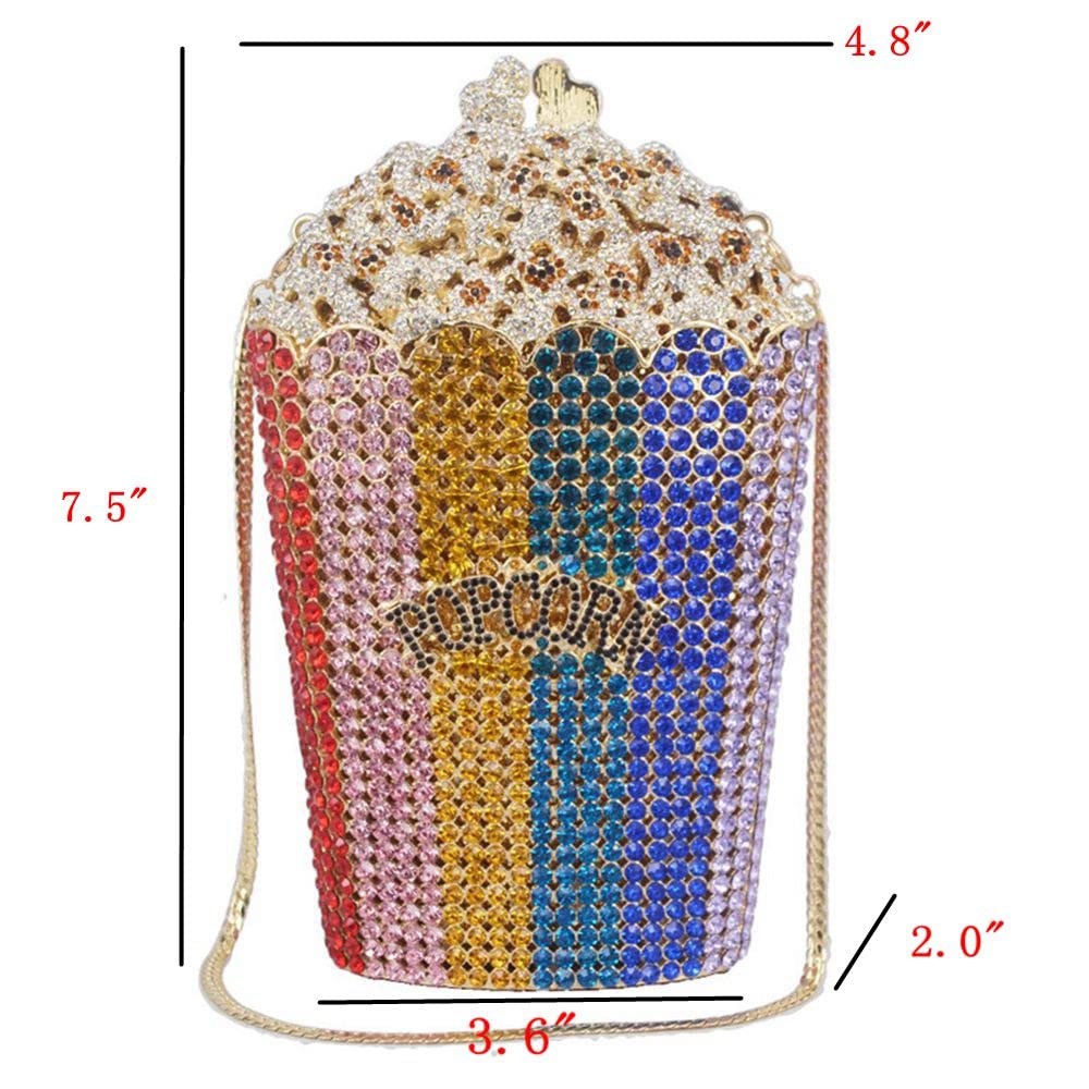 Luxury Rhinestone Clutch Purse for Women - Sparkling Crystal Evening Bag with Diamond Accents for Parties, Weddings & Formal Events | Elegant Popcorn Design Handbag for Prom, Gala & Special Occasions