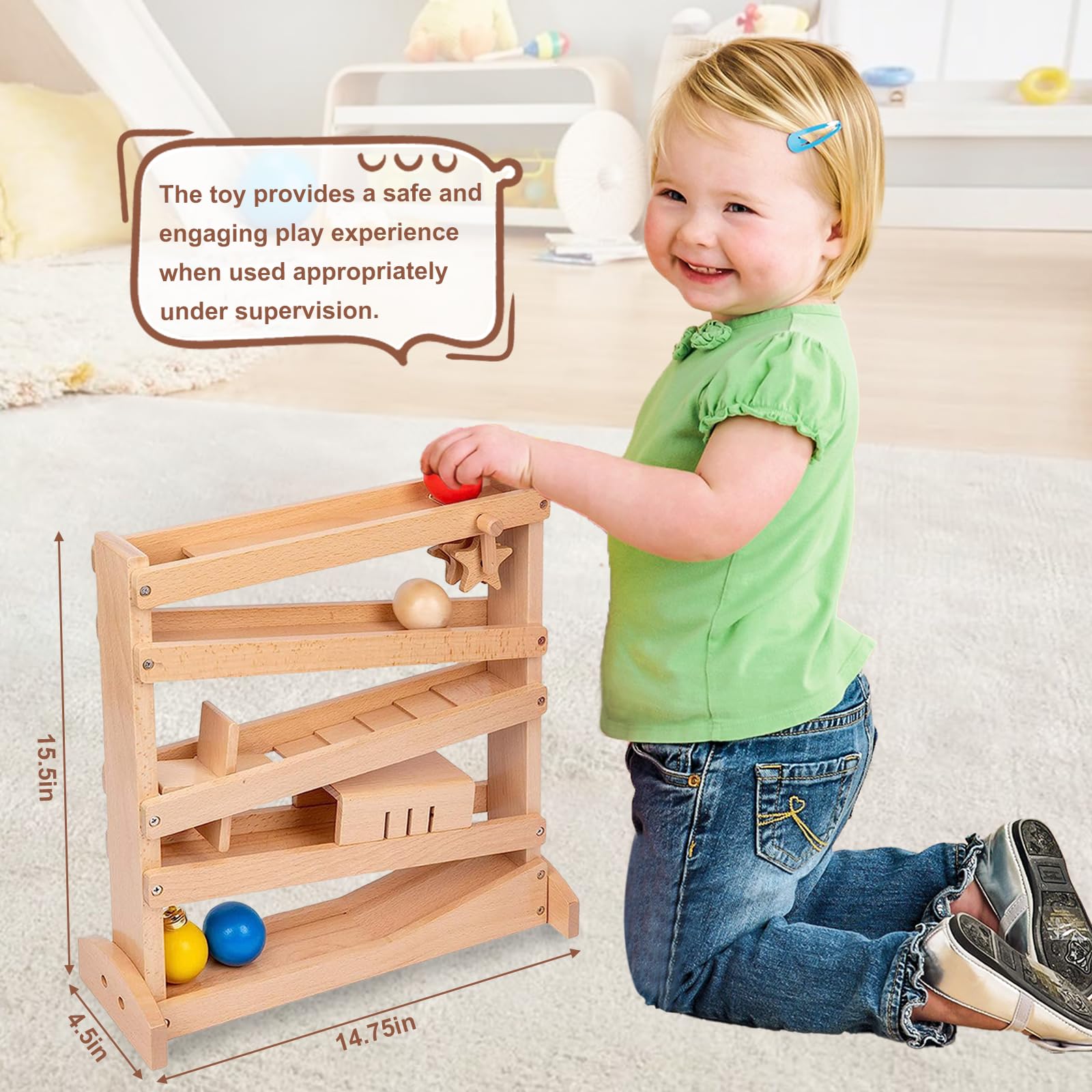 **Adena Montessori Wooden Ball Drop Toy - Educational Montessori Toys for Toddlers 1-3 Years Old - Fine Motor Skills Development - Perfect for Daycare, Preschool & Home Learning Activities**