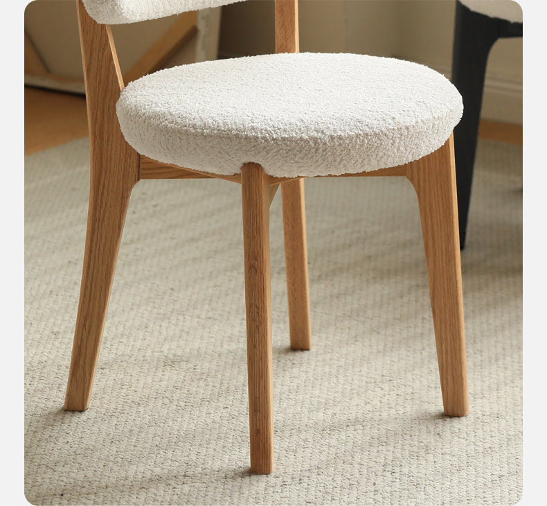 Premium Oak Solid Wood Makeup Stool with Soft Lamb Velvet Upholstery - Perfect for Vanity, Dressing Table & Bedroom Decor