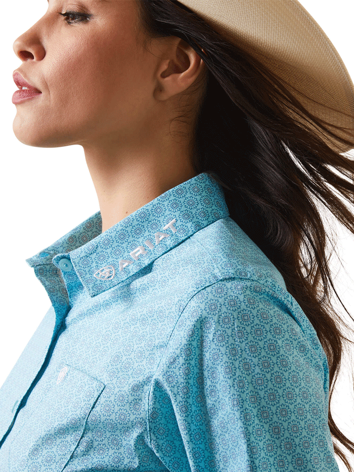 Ariat Women's Team Kirby Stretch Shirt with Caidant Print - Comfortable Long Sleeve Work Shirt for Horseback Riding, Ranch Work & Outdoor Activities