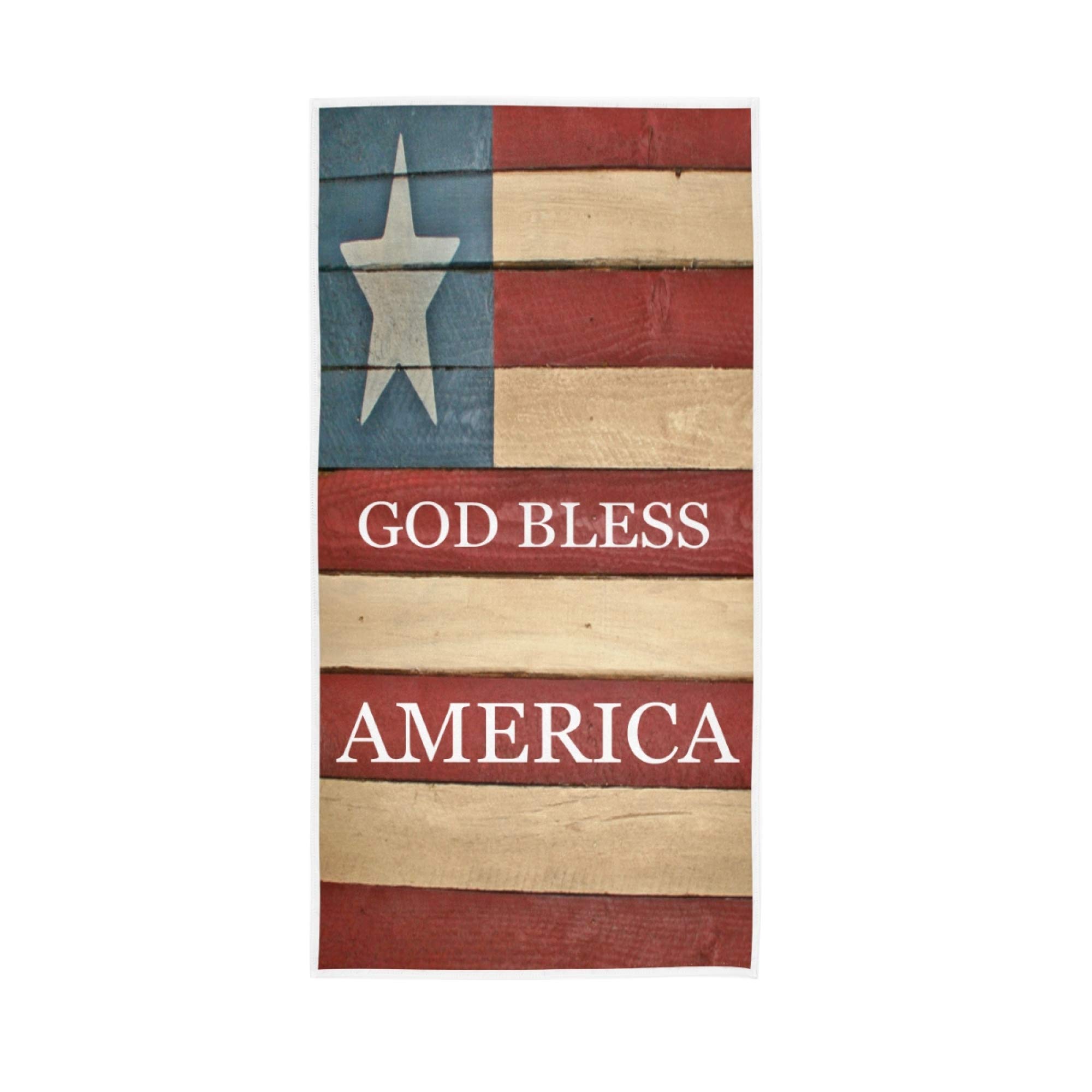 Premium 30x15 Inch Ultra Soft & Highly Absorbent Wooden Americana Flag Hand Bath Towel - Perfect for Kitchen, Guest Bathroom & Home Decor | Fast-Drying & Eco-Friendly
