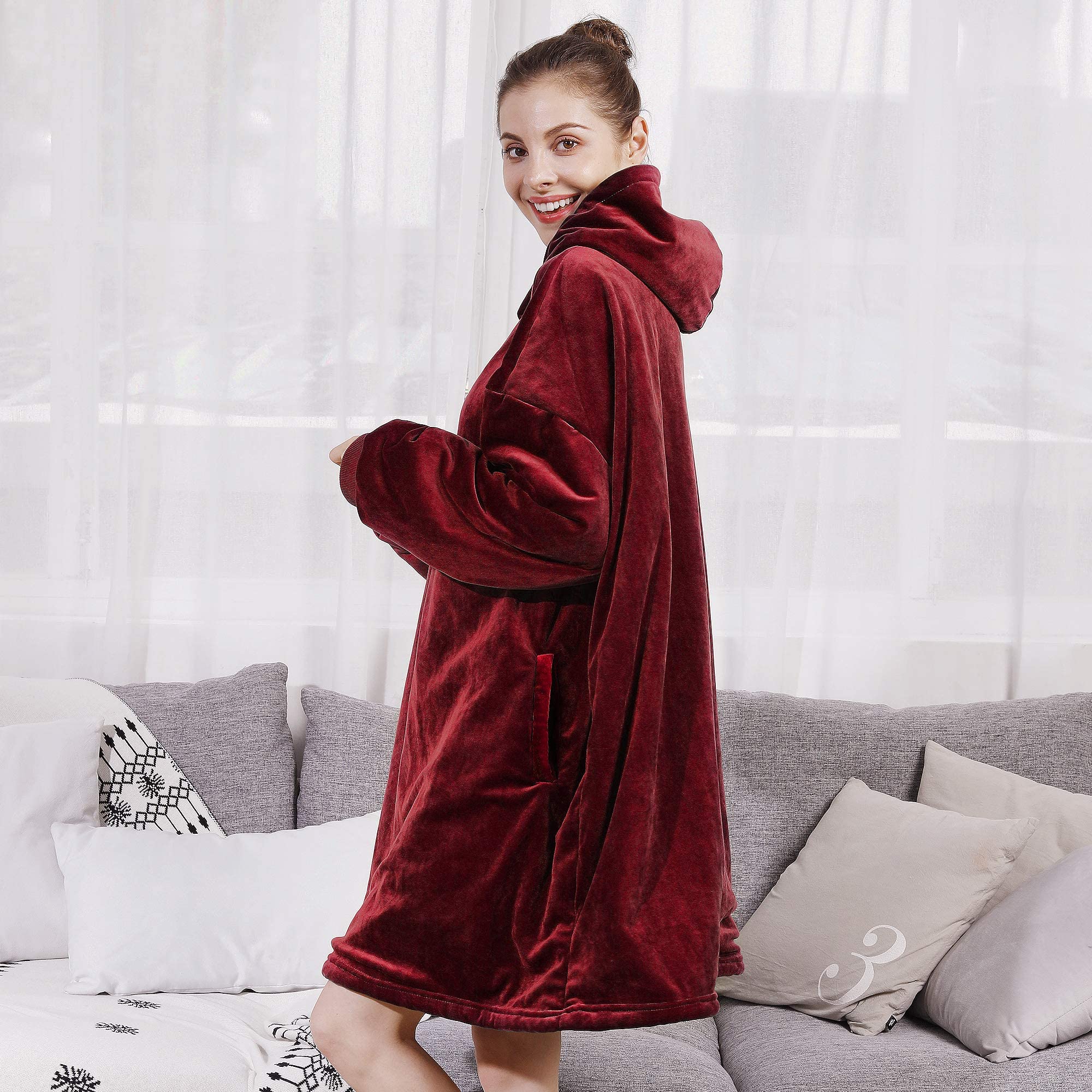 Cozy AmyHomie Sherpa Hooded Blanket Sweatshirt - Oversized Wearable Fleece Hoodie for Women, Men & Kids | Perfect for Lounging, Camping & Netflix Nights