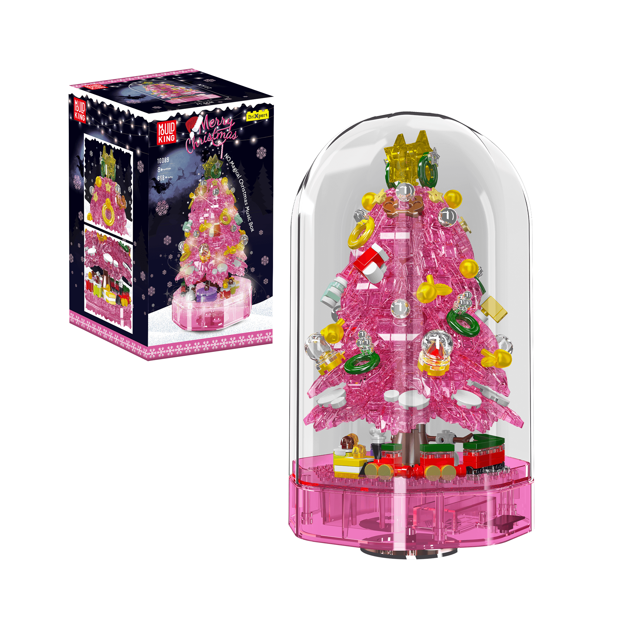 Mould King 10090 Christmas Tree Music Box Building Set - 688 PCS DIY Holiday Model Kit for Adults & Teens | Perfect for Christmas Decor, Gift Giving & Winter Home Display