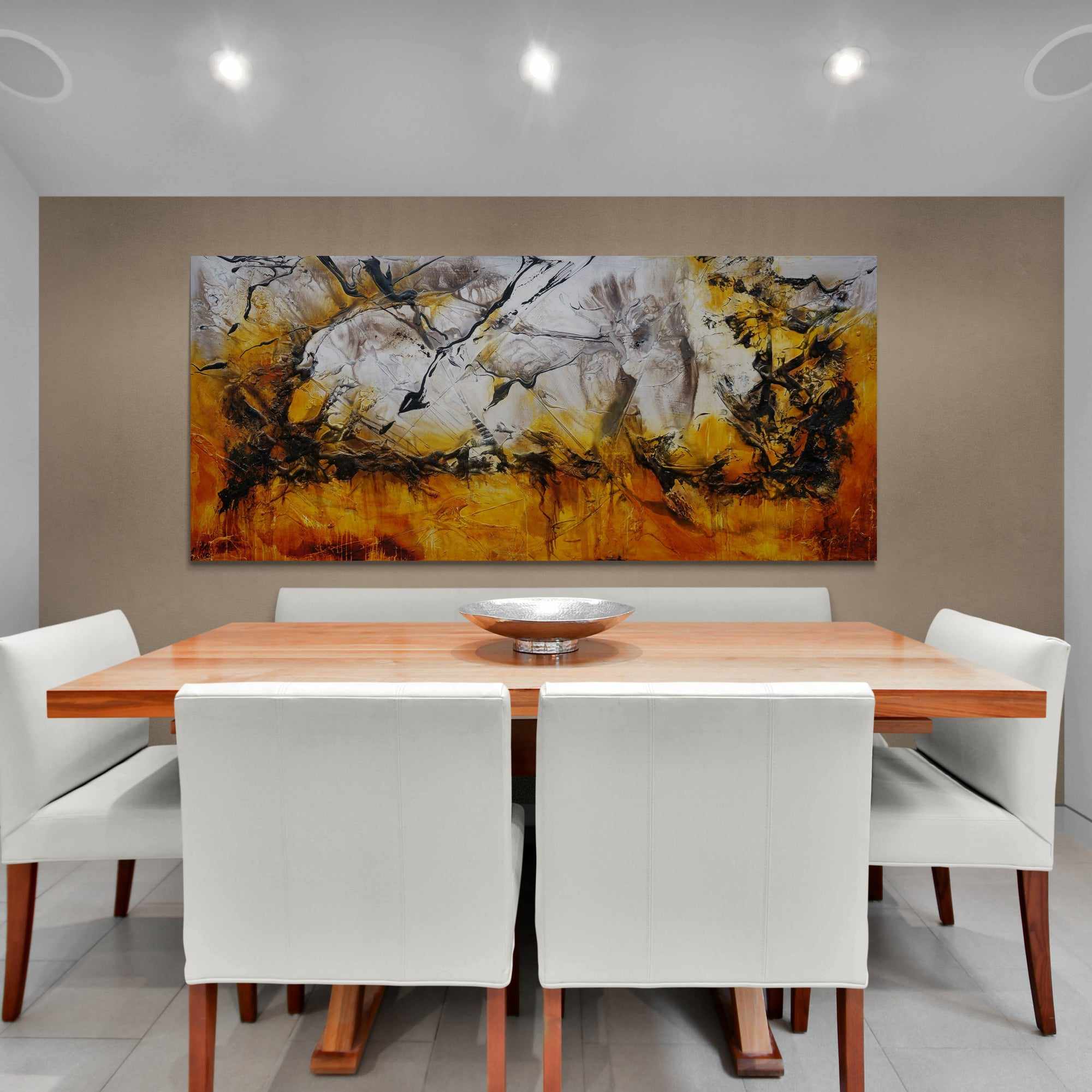 Golden Sienna 270cm x 120cm Rust Textured Abstract Canvas Wall Art - Modern Home Decor for Living Room, Bedroom & Office