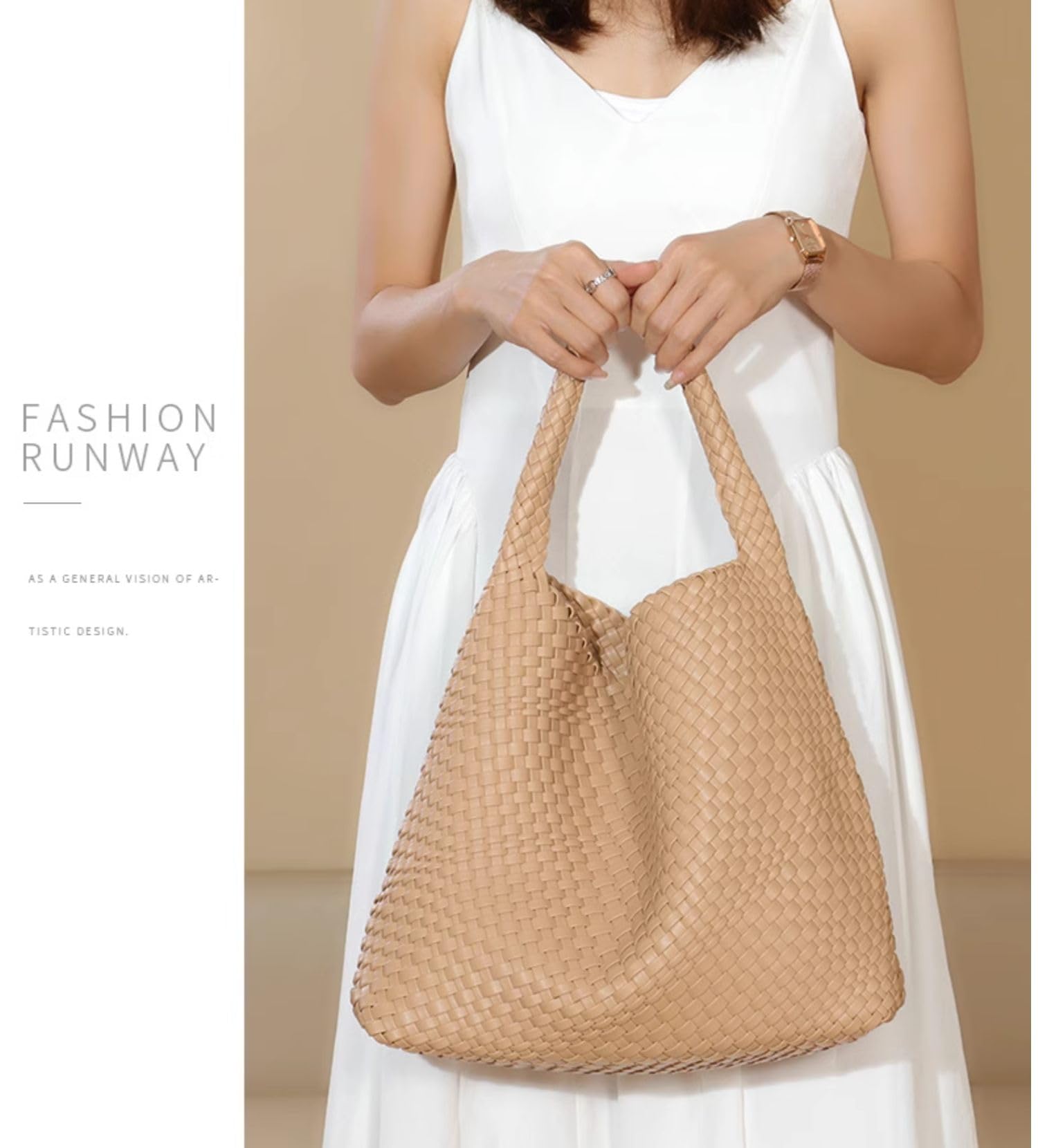SUMICH Vegan Leather Hand-Woven Women's Tote Bag - Stylish Top Handle Satchel Purse for Ladies | Perfect for Work, Travel & Everyday Use