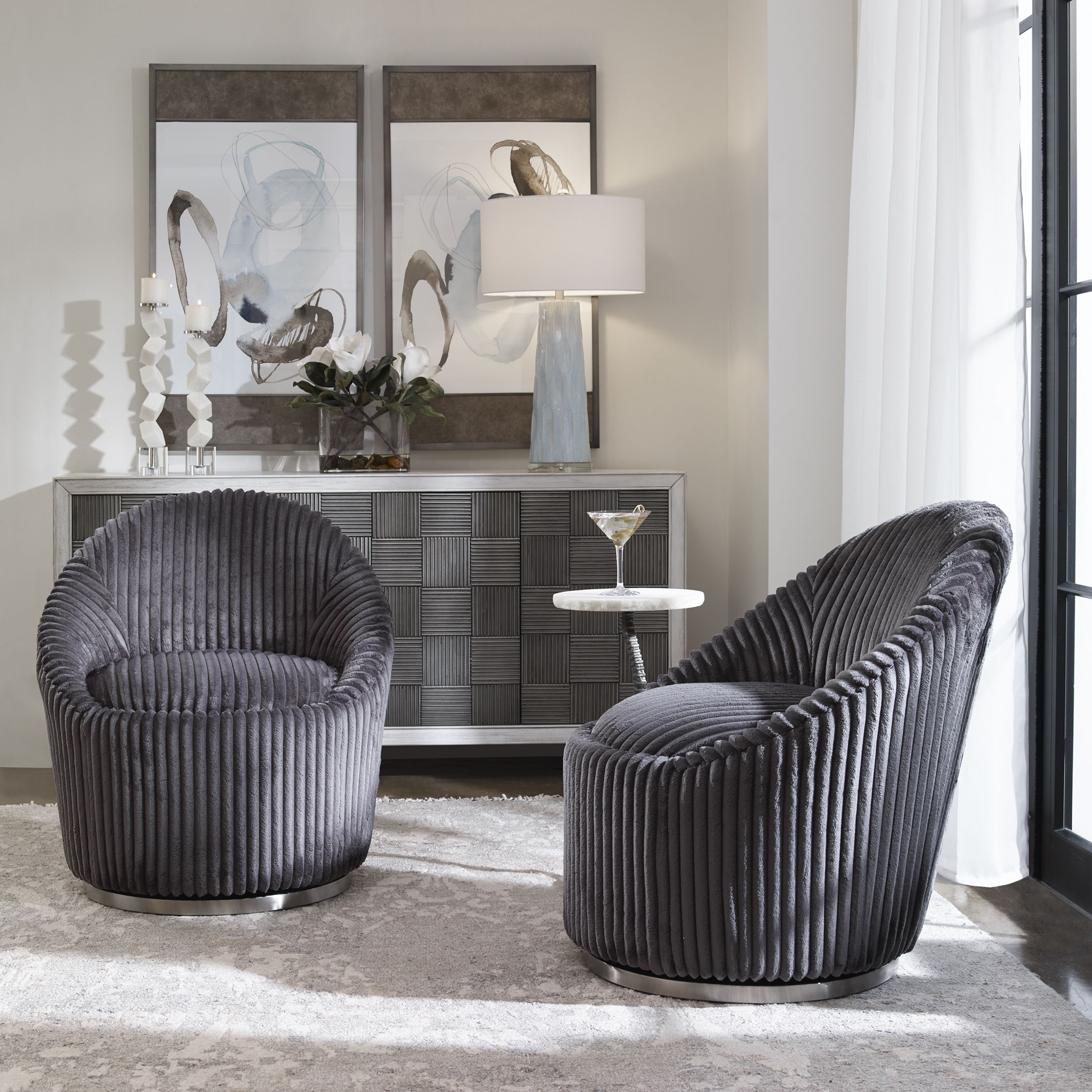 Crue Fabric Swivel Chair - Gray Office Chair with 360 Degree Rotation for Home, Office & Conference Room - Ergonomic Comfort & Modern Design