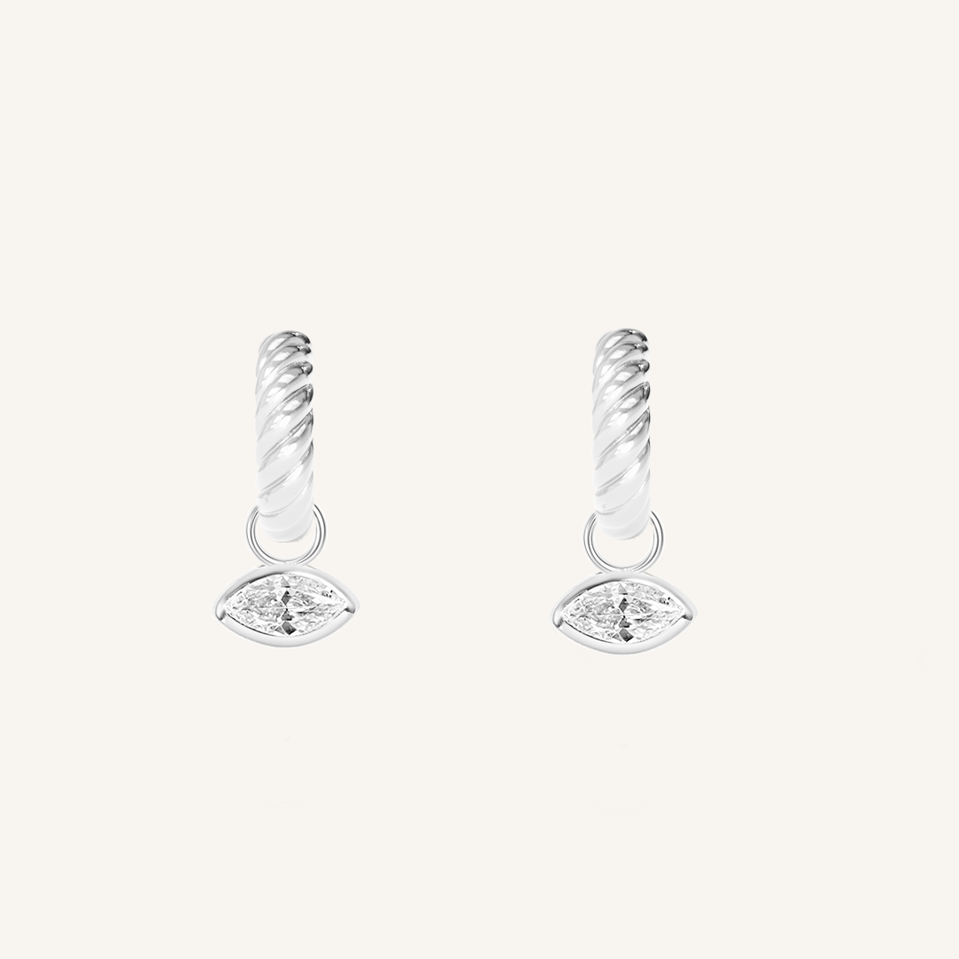 Louvre Marquise Charm Hoops - Elegant Dangle Earrings for Women, Perfect for Parties, Weddings & Everyday Wear