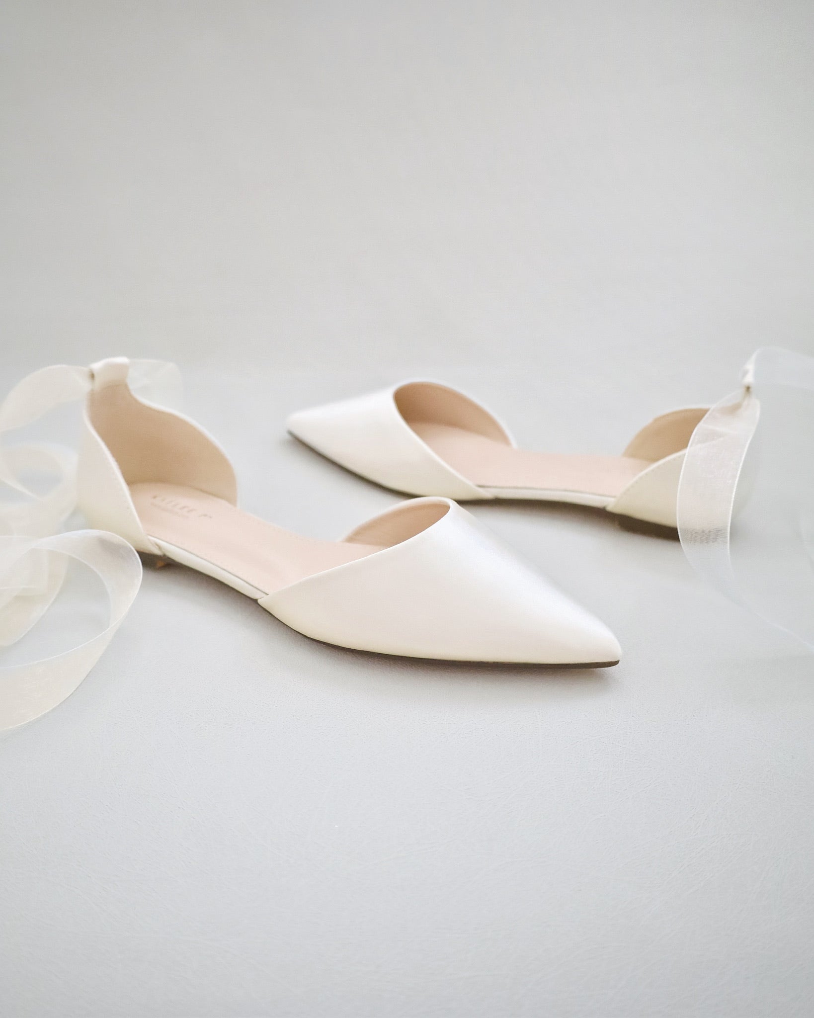 Elegant Satin Pointed Toe Wedding Flats - Pearl Strap or Ribbon Tie Bridal Shoes for Bride, Bridesmaids & Formal Events | Perfect for Church Ceremony, Reception & Photoshoots