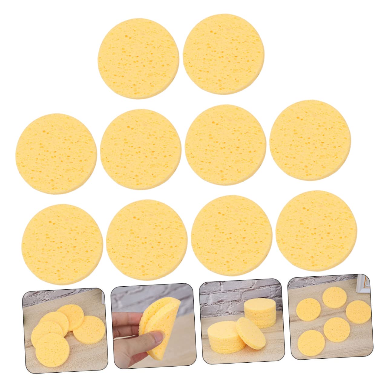 FOMIYES 5 Sets Water Activated Makeup Sponges - Gentle Cellulose Facial Cleansing Sponges (50pcs) for Flawless Blending & Foundation Application | Perfect for Daily Makeup, Travel & Professional Use