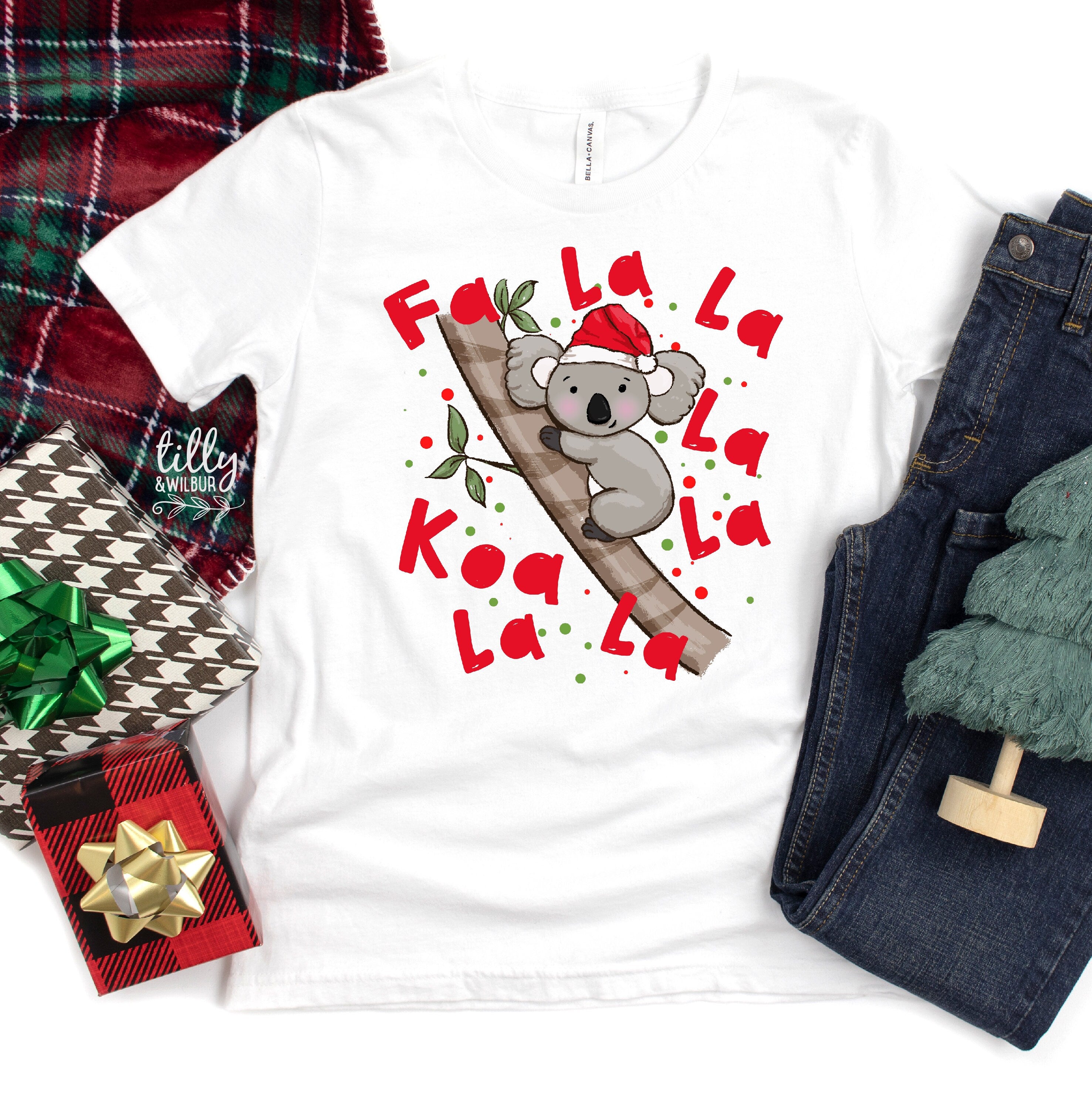 Fa La La La La Koala La T-Shirt - Christmas Holiday Funny Graphic Tee for Men & Women | Perfect for Xmas Parties, Gifts & Festive Outfits