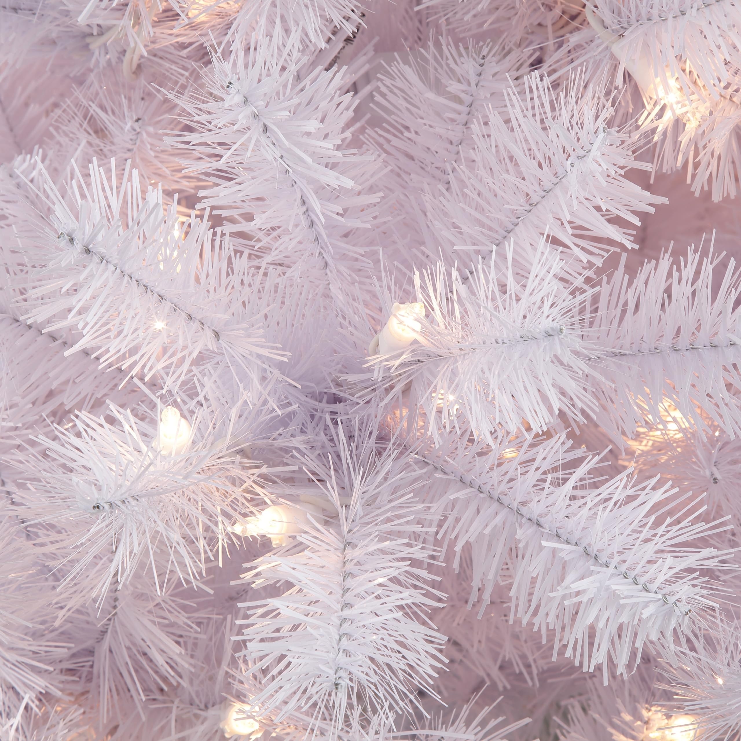 Puleo International 7.5ft Pre-Lit Artificial Christmas Tree - Northern Fir White with 500 UL Certified Clear Lights for Holiday Home Decor & Party Decoration