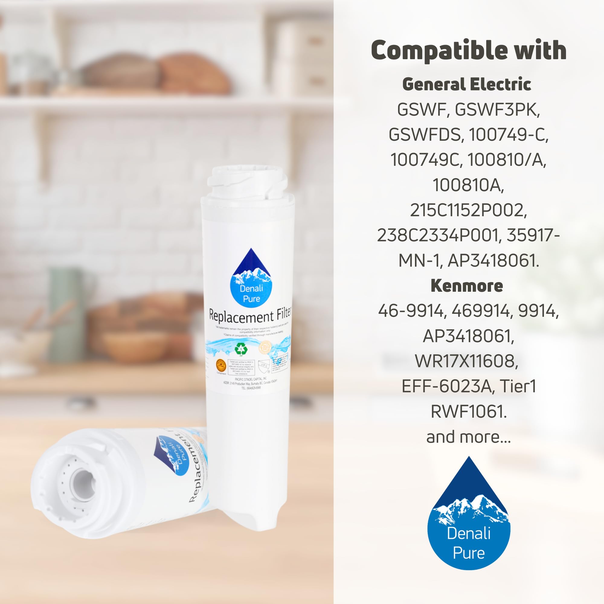 GE Refrigerator Water Filter Replacement CFCP1NIXBSS - Compatible with GE GSWF Fridge Filter Cartridge | Pure Drinking Water for Home & Office Use