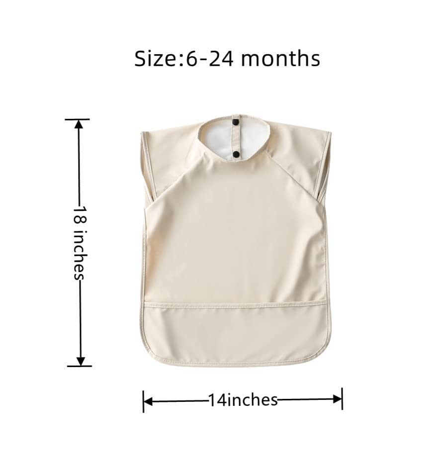 Waterproof Baby Bibs for Infants & Toddlers - Extra Coverage Feeding Bib with Food Catcher | Easy to Clean & Washable | Ideal for Mealtime, Snacks & Messy Play