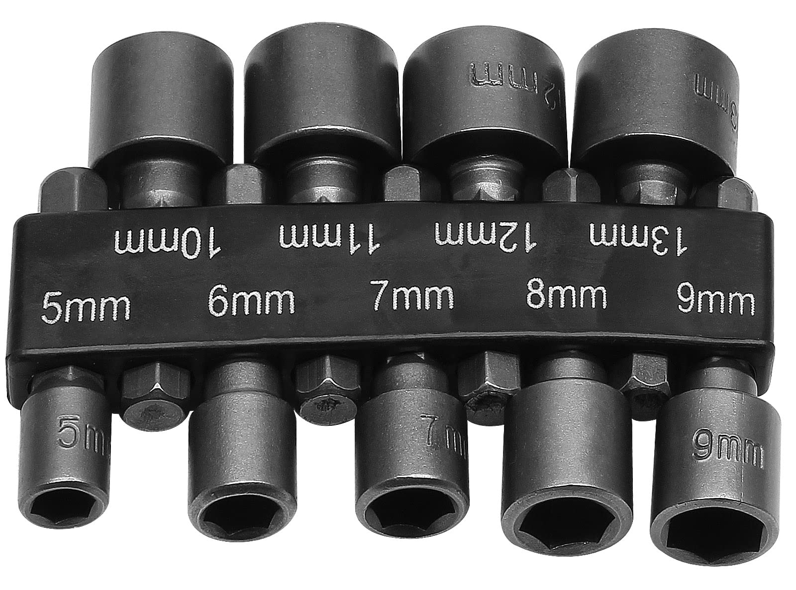 9-Piece Power Nut Driver Set - Metric Hex Socket Drill Bits with 1/4