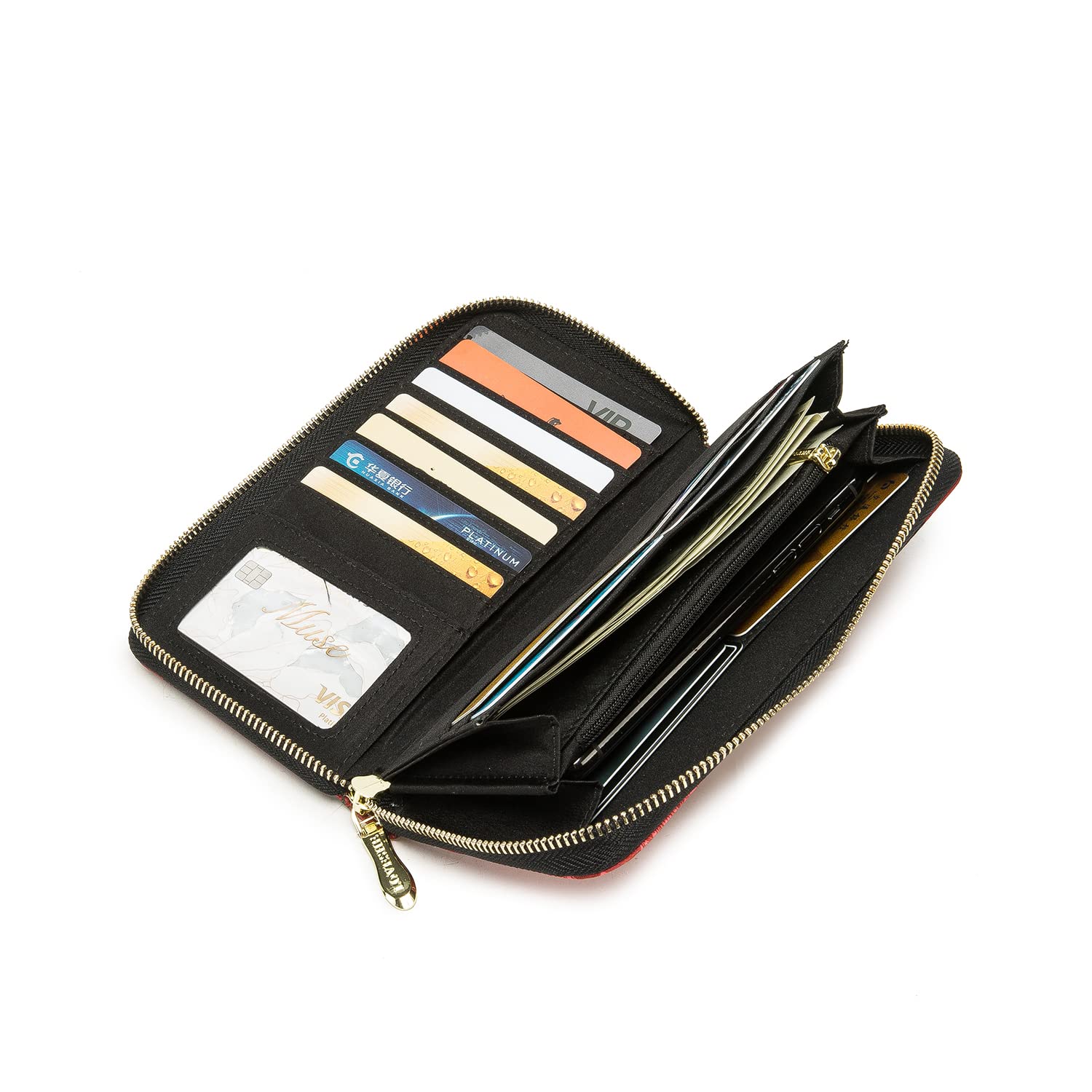 RFID Blocking Women's Wallet - Slim Bifold Credit Card Holder with Zipper Purse, ID Window & Large Capacity | Perfect for Travel, Work & Everyday Use (Ladies Wristlet Clutch)