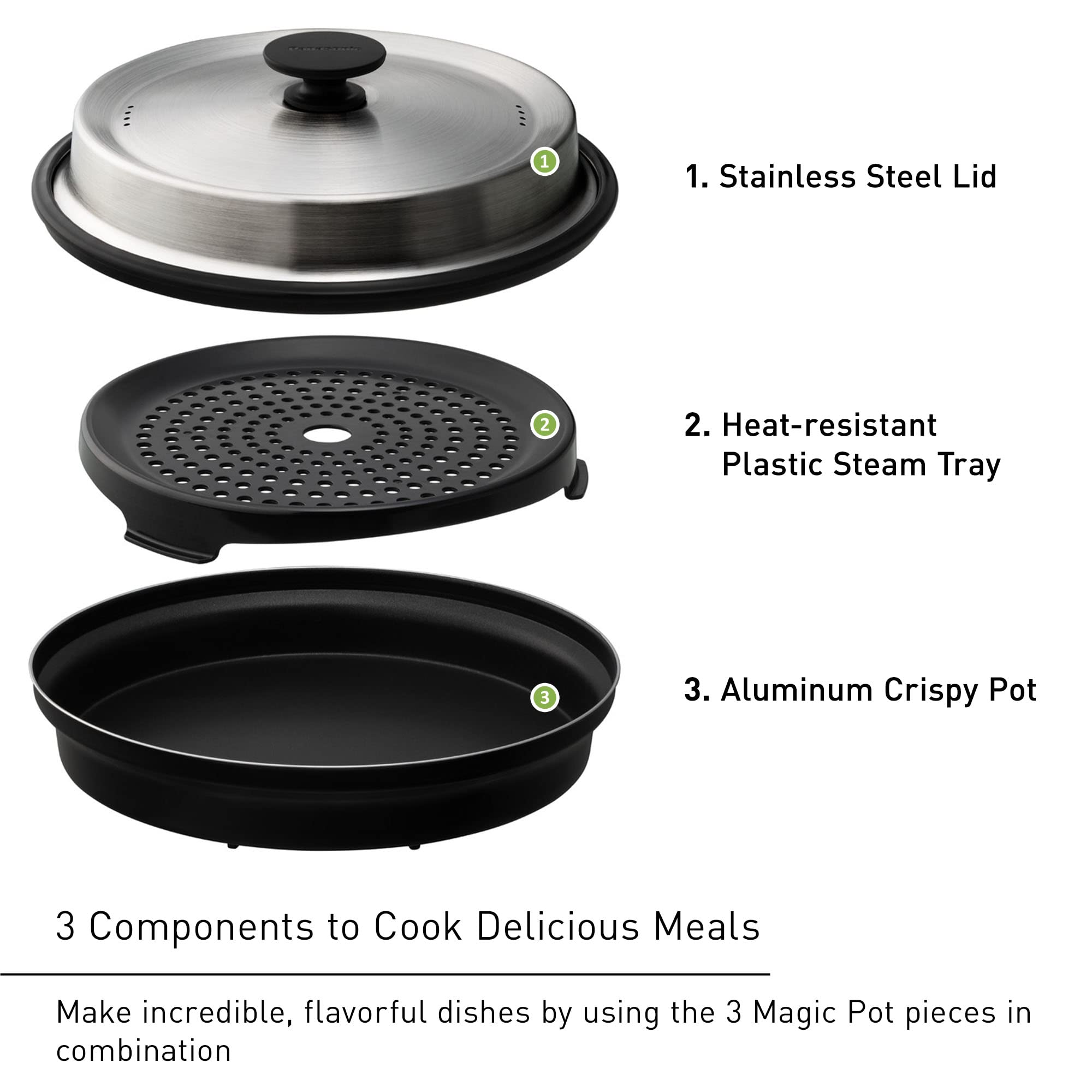 Panasonic HomeChef Magic Pot for Microwave Oven - 4-in-1 Microwave Safe Cookware for Pan Searing, Simmering, Steaming & Grilling (NN-ASP1AW) - Perfect for Quick Meals, Healthy Cooking & Small Kitchen Spaces