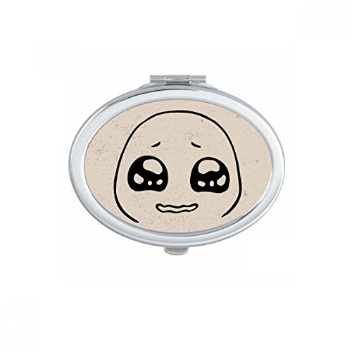 DIYthinker Portable Foldable Double-Sided Makeup Mirror with Pitiful Moist Eyes & Happy Pattern - Perfect for Travel, Vanity, and Home Makeup Application