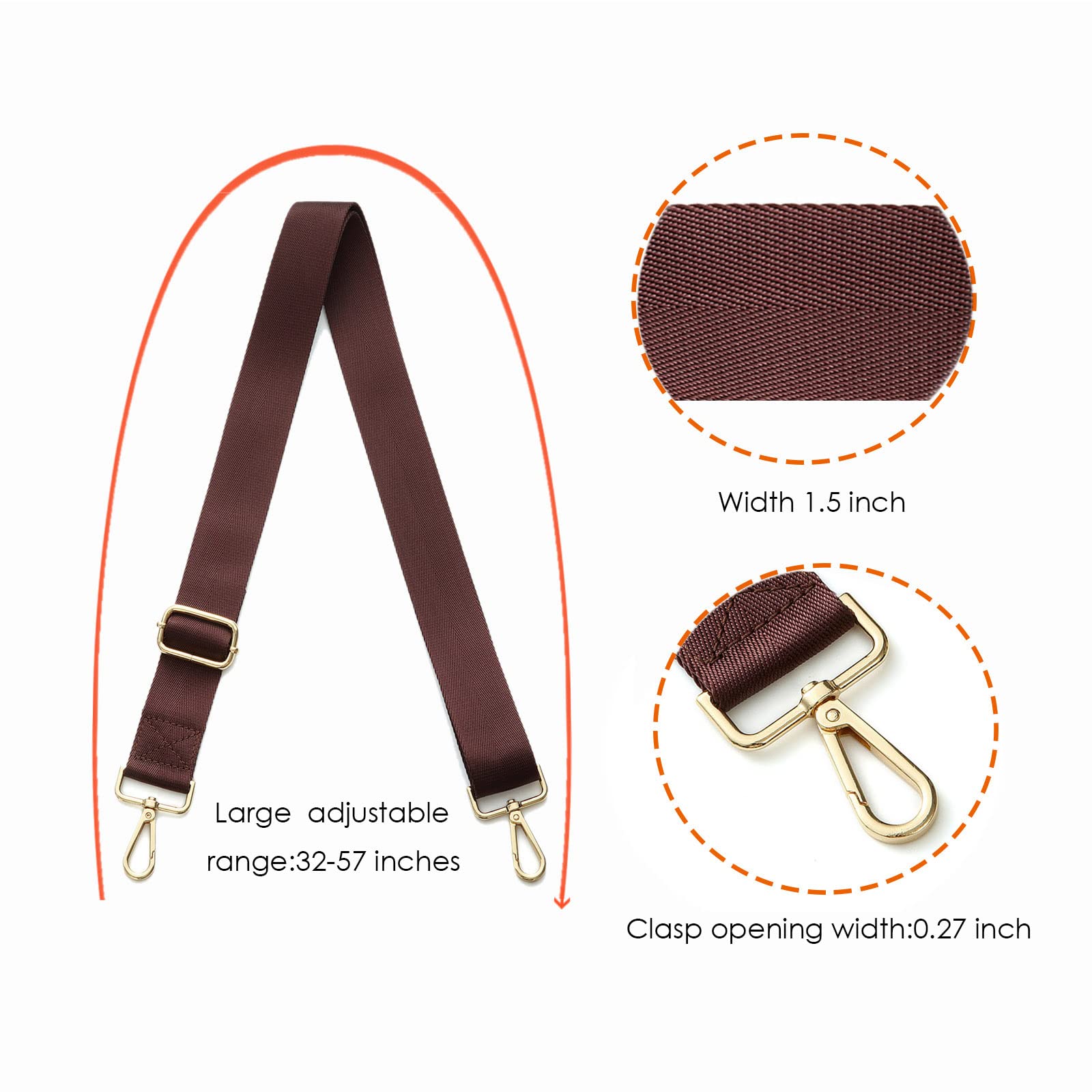 Purse Strap Replacement - Adjustable Crossbody Wide Shoulder Strap for Handbags & Totes | Perfect for Work, Travel & Everyday Use