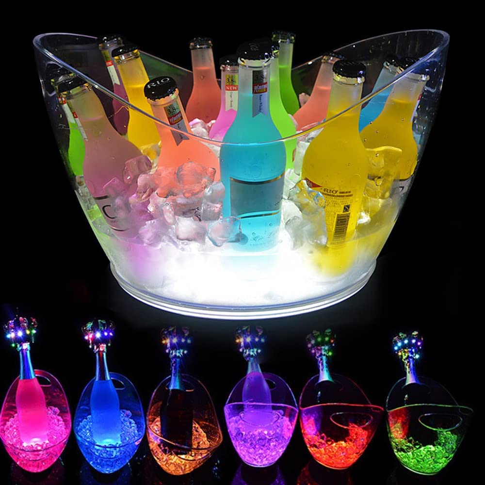 Mylii LED Ice Bucket - 8L Capacity Waterproof Wine Chiller for Champagne, Beer & Beverages | Retro Party Cooler for Home, Bar & Outdoor Gatherings | Perfect for Weddings, BBQs & Cocktail Parties