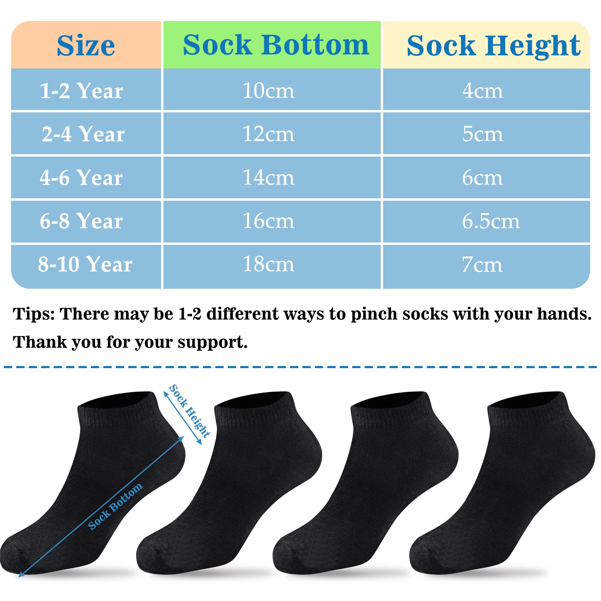 Duufin 16 Pairs Kids Ankle Socks for Boys & Girls - Soft Half Cushion Low Cut Toddler Socks with Non-Slip Grip - Perfect for School, Sports & Daily Wear