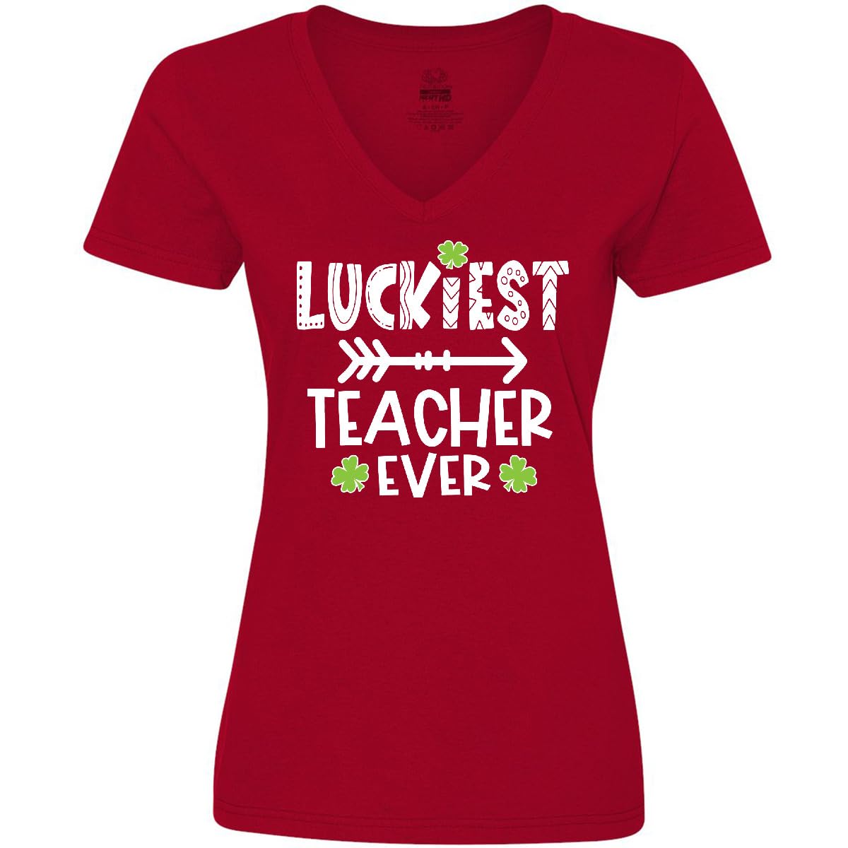 Luckiest Teacher Ever St. Patrick's Day Women's V-Neck T-Shirt - Funny Irish Gift for Educators - Perfect for Classroom, Parties & Irish Pride Celebrations