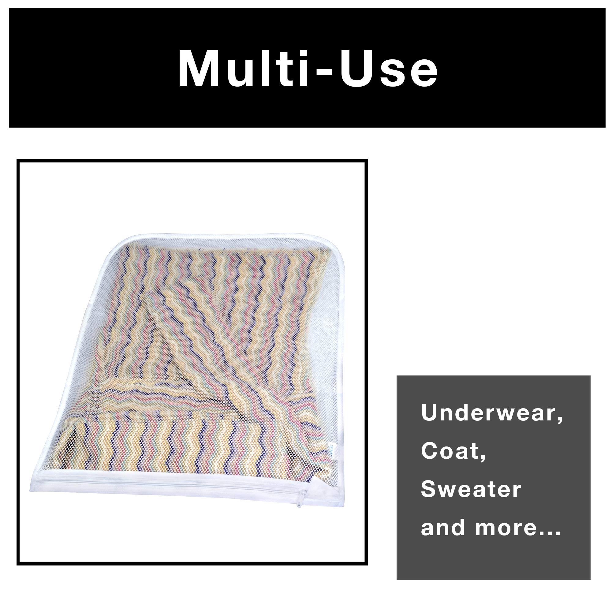 PRO MART INDUSTRIES Sweater Wash Bag with Zipper Closure - White Mesh Polyester Laundry Bag for Delicates, Lingerie & Sweaters - Protects Clothes in Washing Machine & Dryer