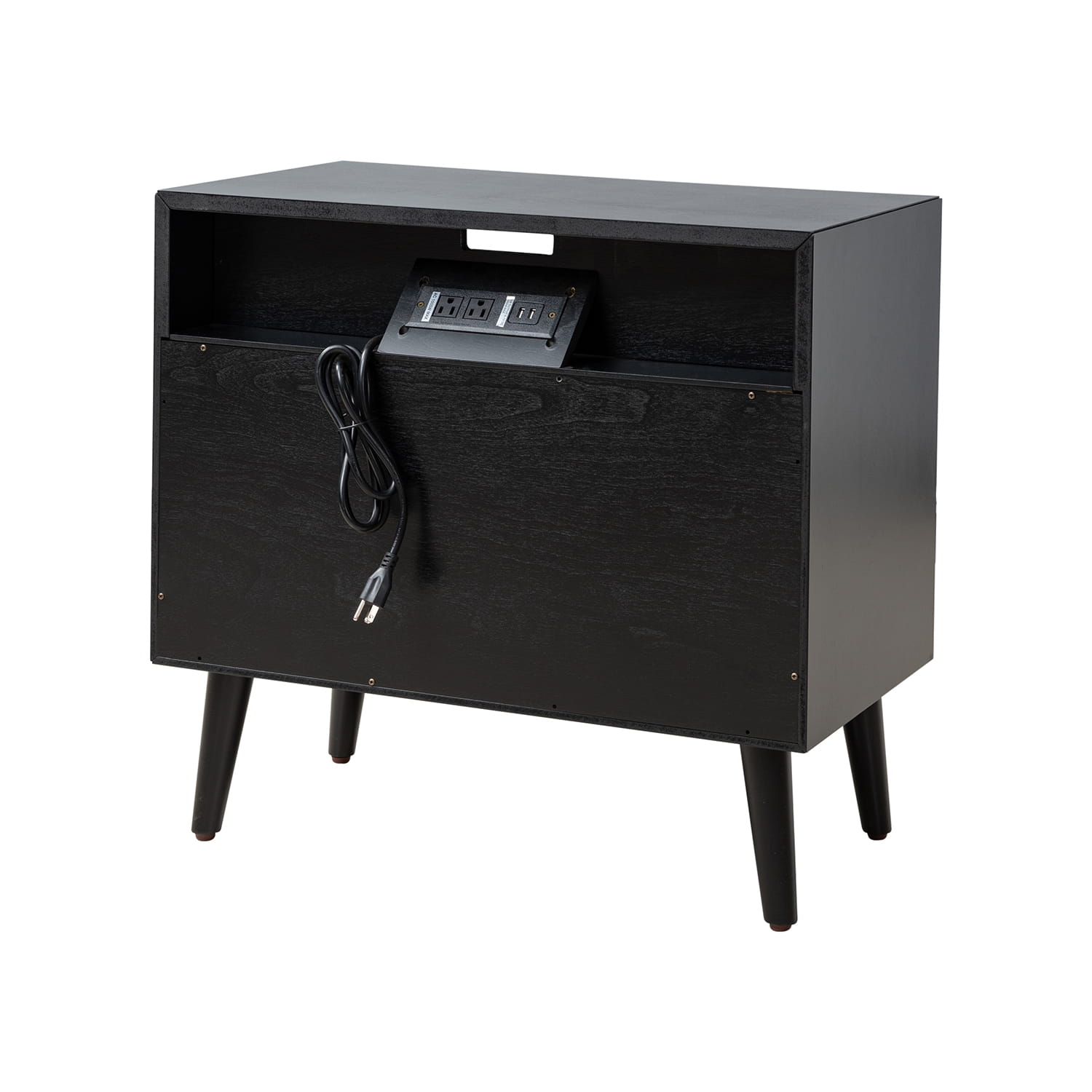 Mid Century Modern Nightstand with 2 Drawers & Built-in USB Outlets - Stylish Bedside Table for Bedroom, Living Room, or Office