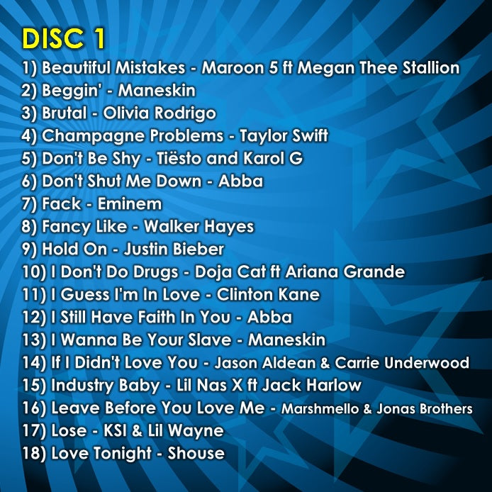Mr Entertainer Karaoke Chart Hits Update Autumn 2021 - Latest Popular Songs for Home Parties & Entertainment